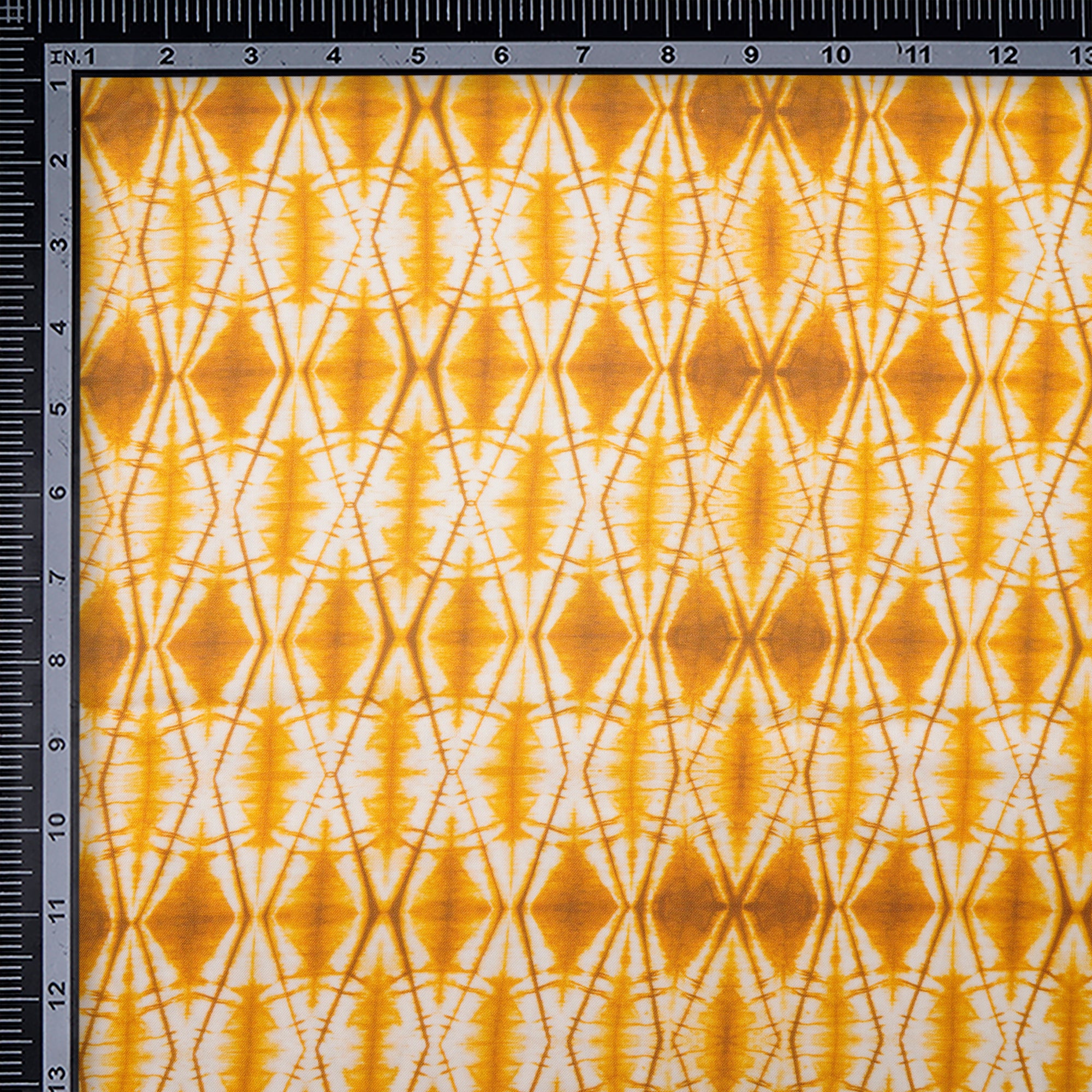 Spicy Mustard Shibori Pattern Digital Print Fancy Linen Fabric