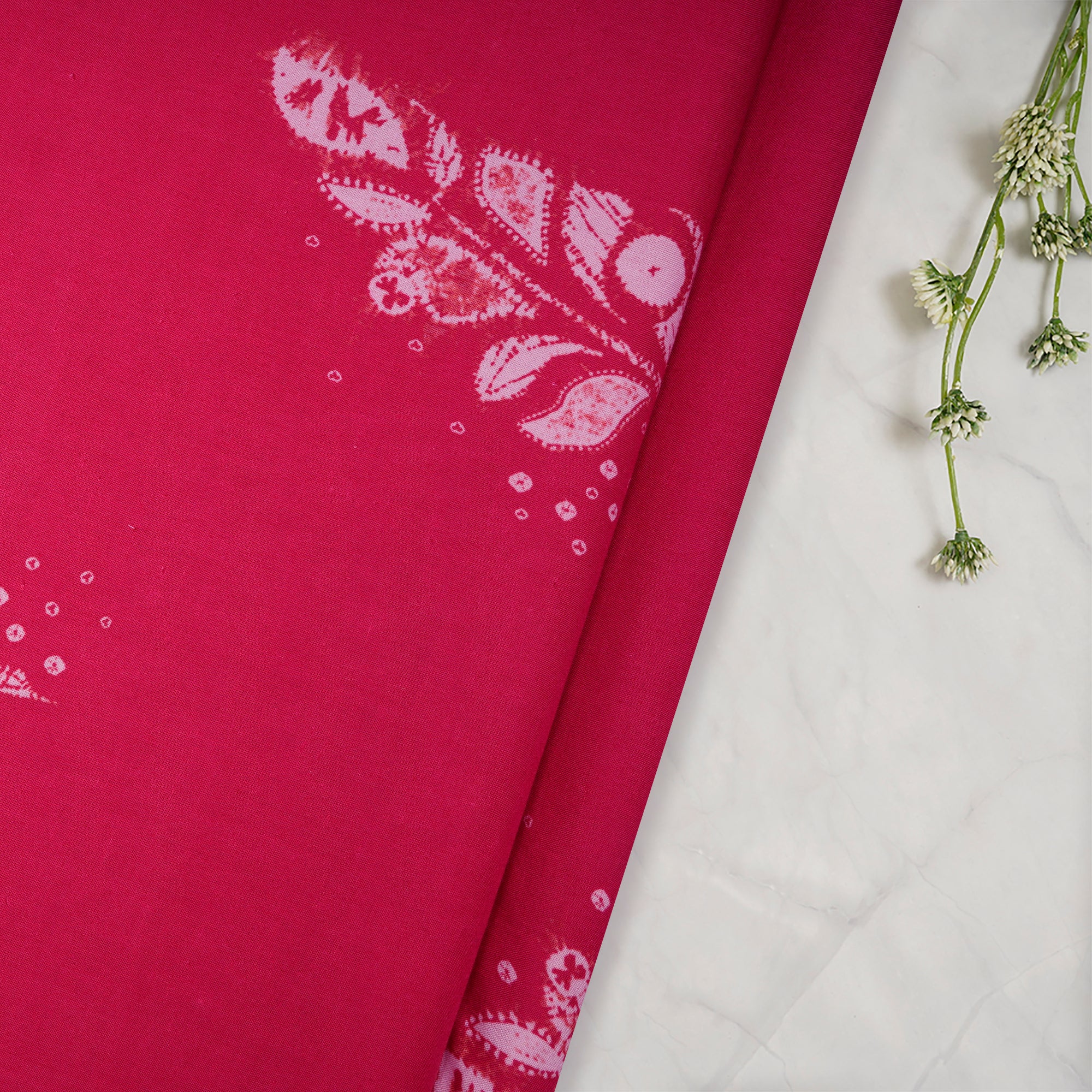 Bright Rose Shibori Pattern Digital Print Fancy Linen Fabric