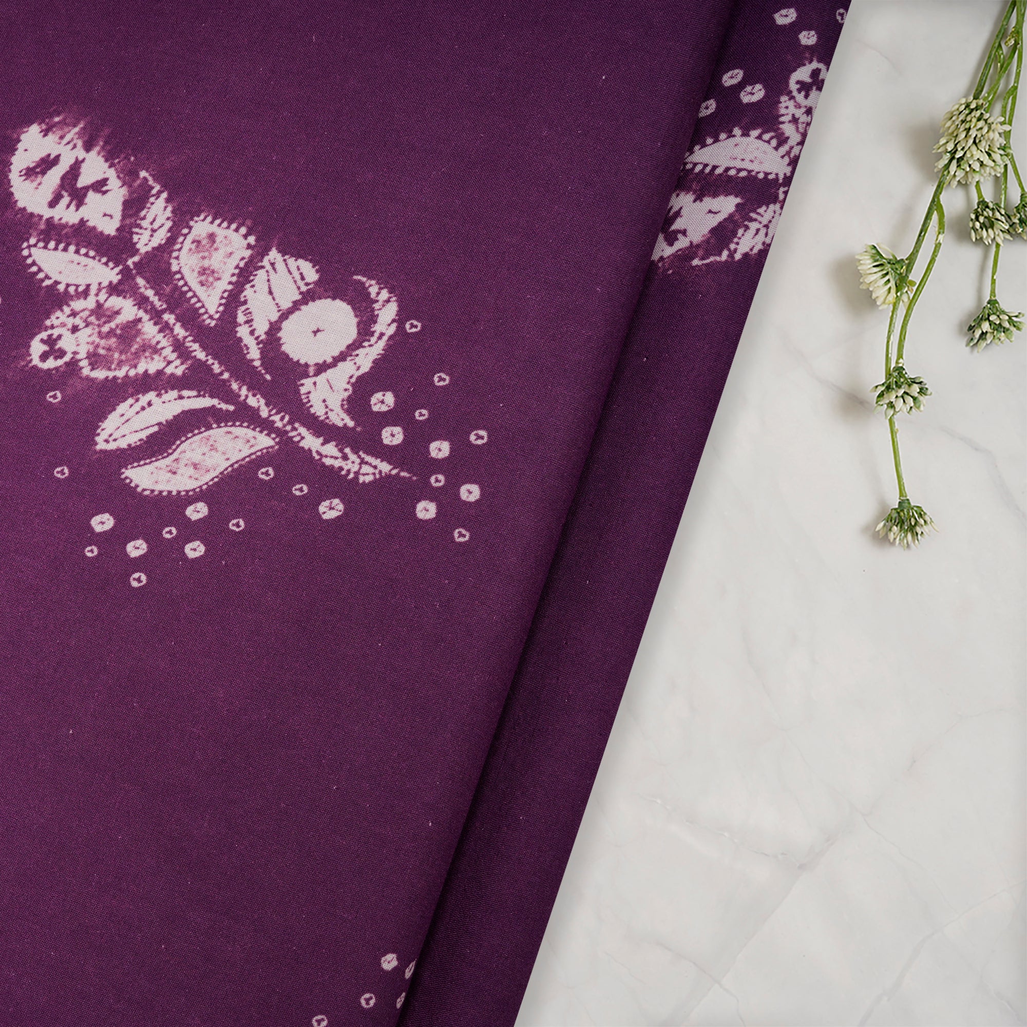 Dark Purple Shibori Pattern Digital Print Fancy Linen Fabric