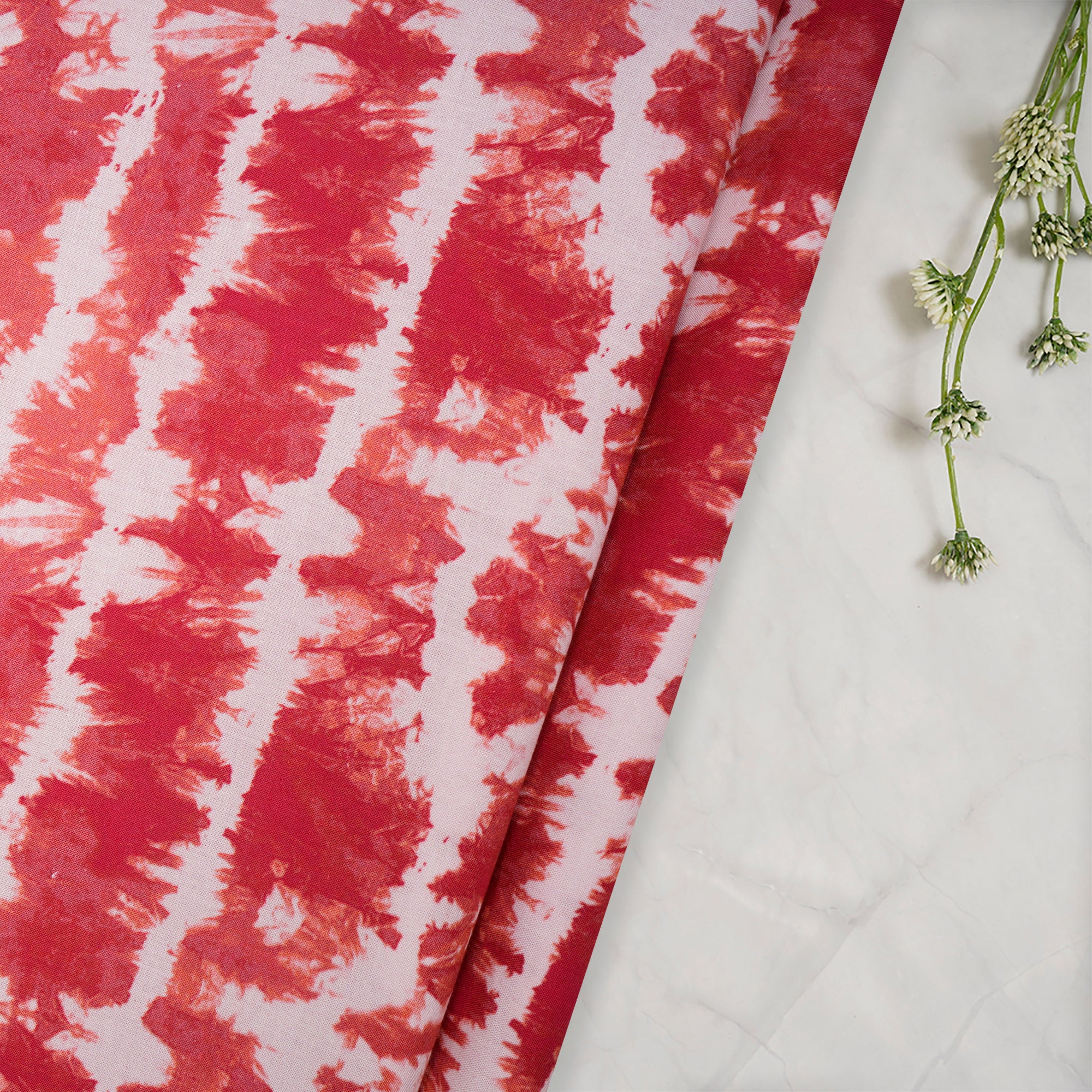 Powder Pink Shibori Pattern Digital Print Fancy Linen Fabric