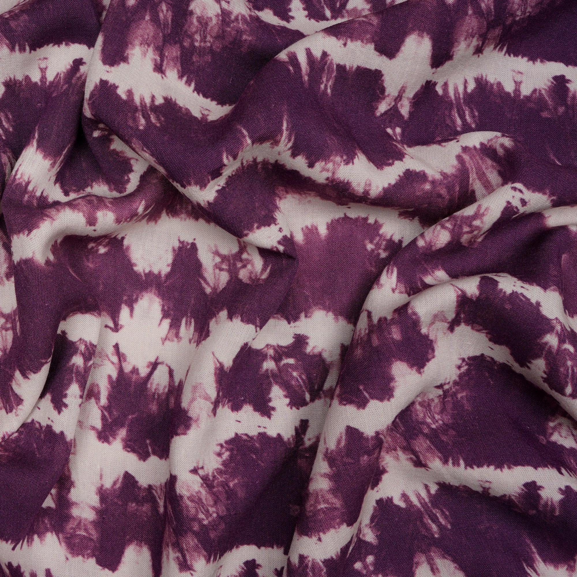Purple-White Shibori Pattern Digital Print Fancy Linen Fabric