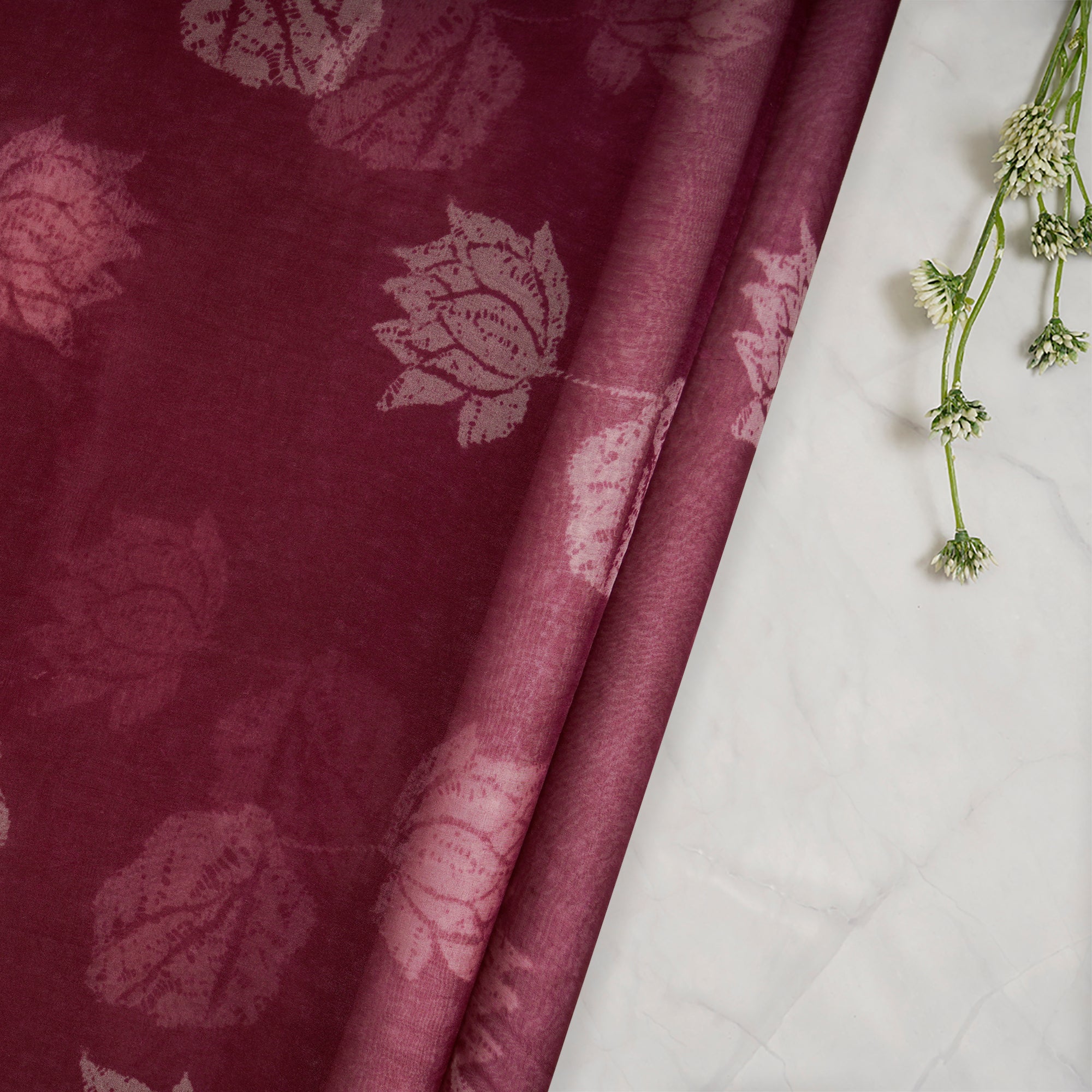 Rhododendron Floral Pattern Digital Print Organza Silk Fabric