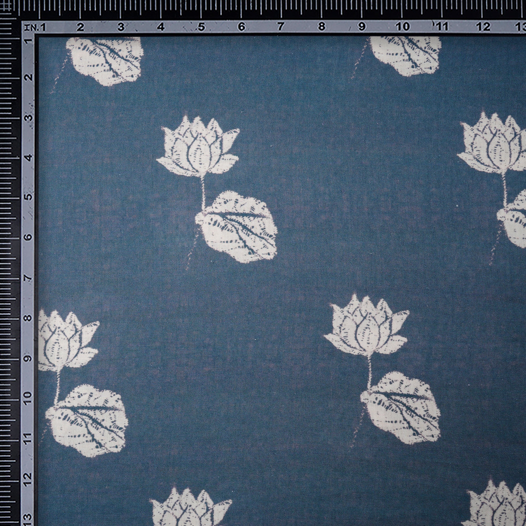 Indian Teal Shibori Pattern Digital Print Fancy Linen Fabric