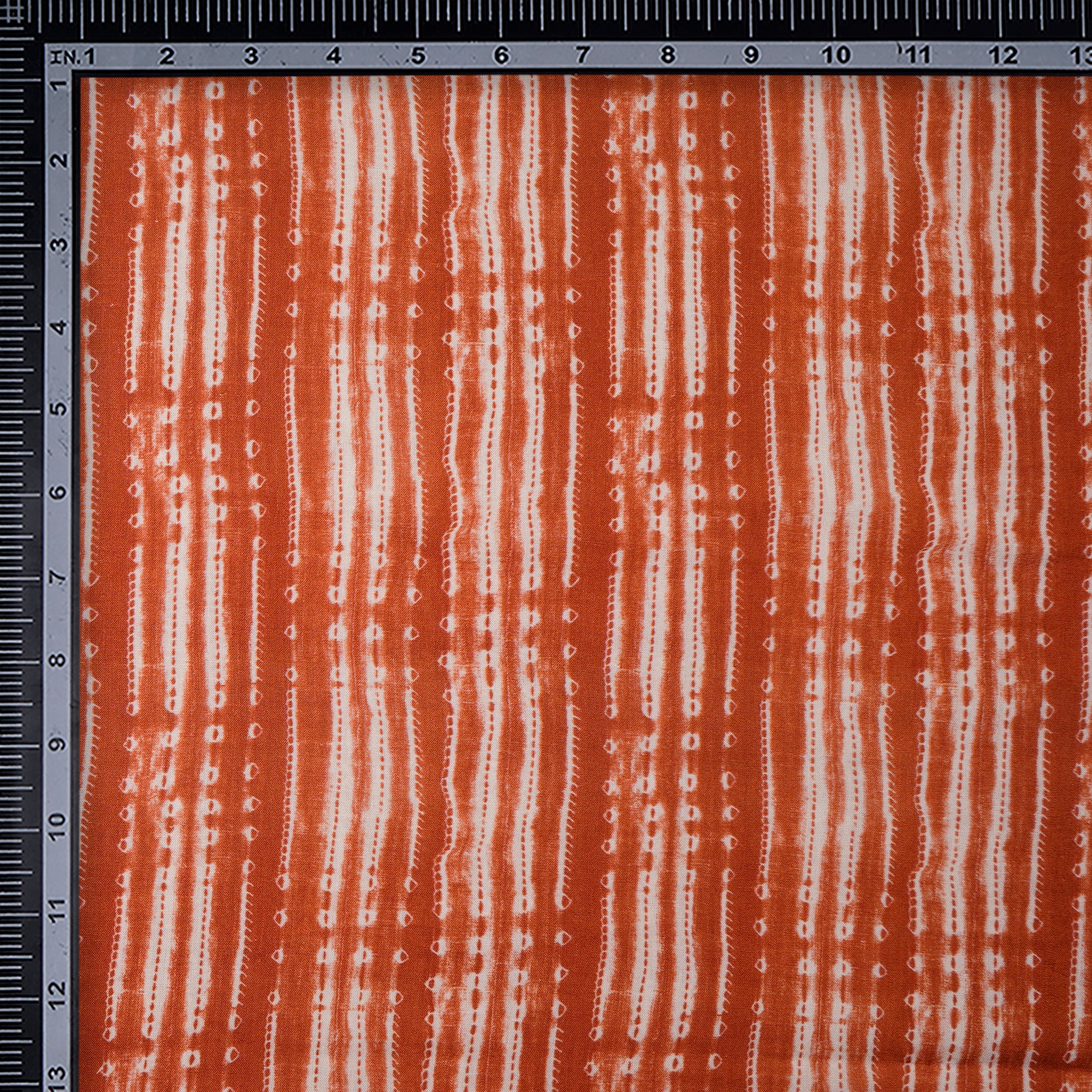 Mecca Orange Shibori Pattern Digital Print Fancy Linen Fabric