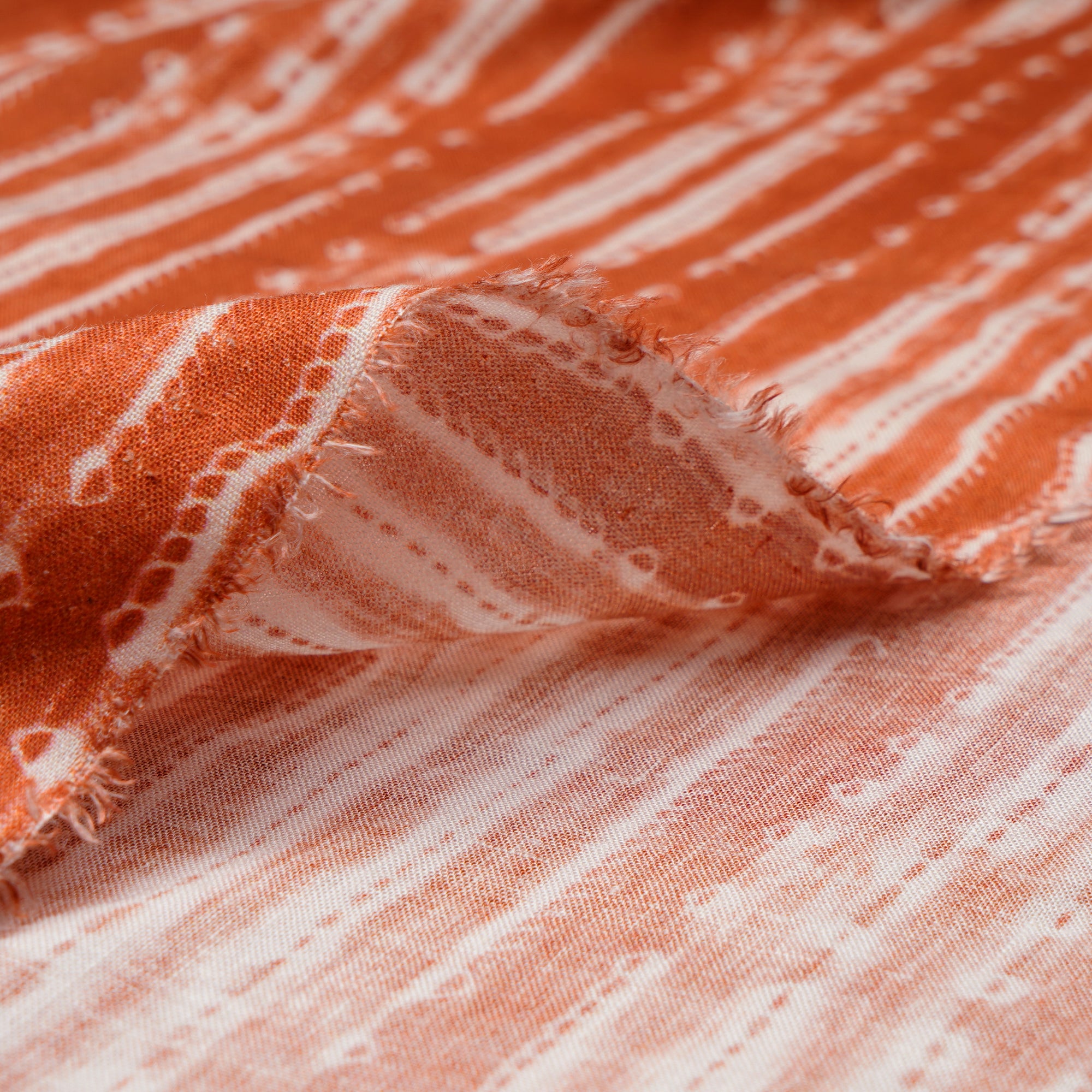 Mecca Orange Shibori Pattern Digital Print Fancy Linen Fabric