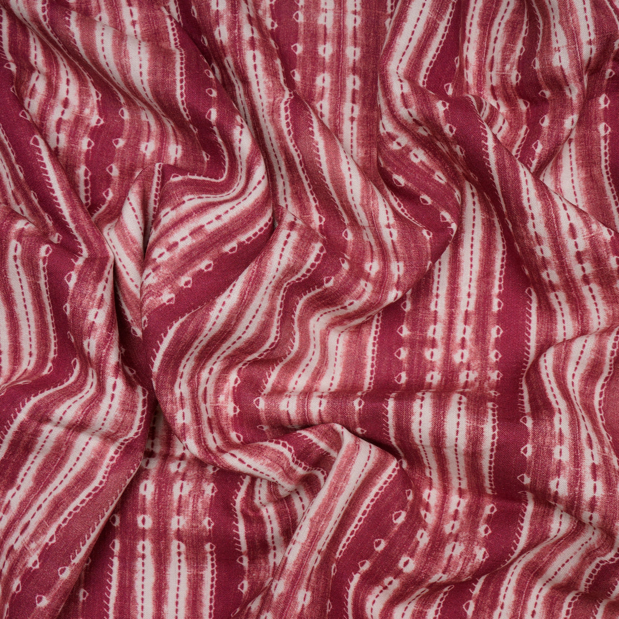 Rani Pink Shibori Pattern Digital Print Fancy Linen Fabric