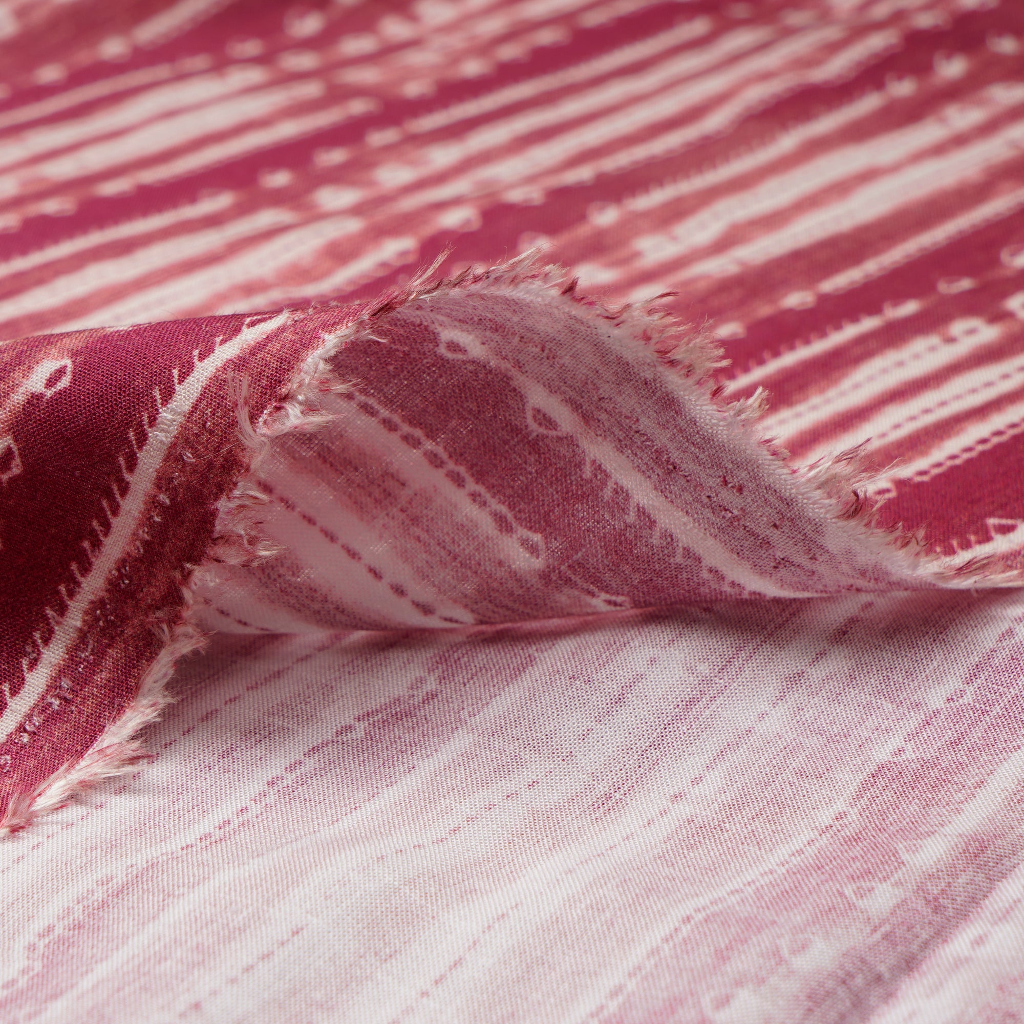 Rani Pink Shibori Pattern Digital Print Fancy Linen Fabric