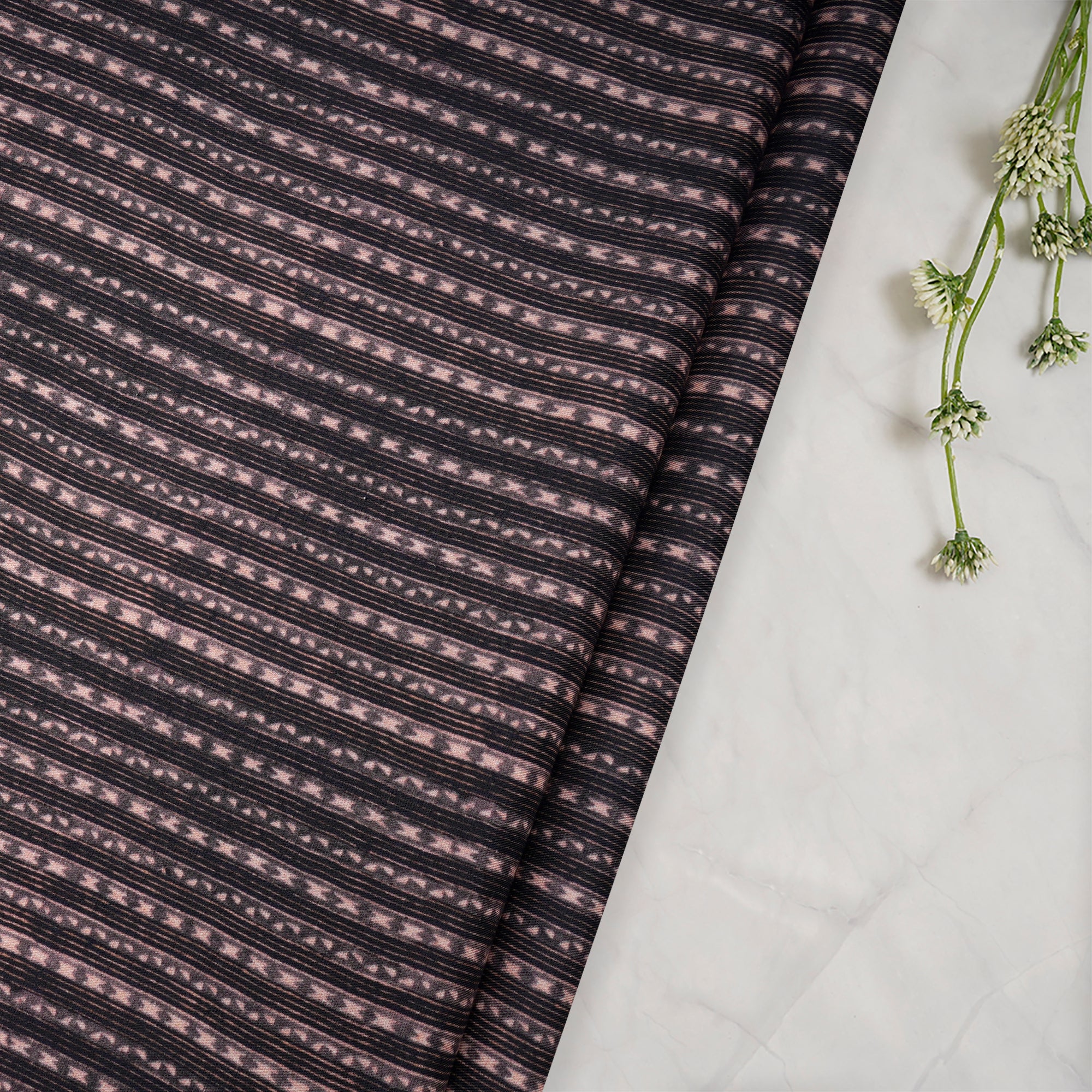 Black-Pink Stripe Pattern Digital Print Tencel Fabric