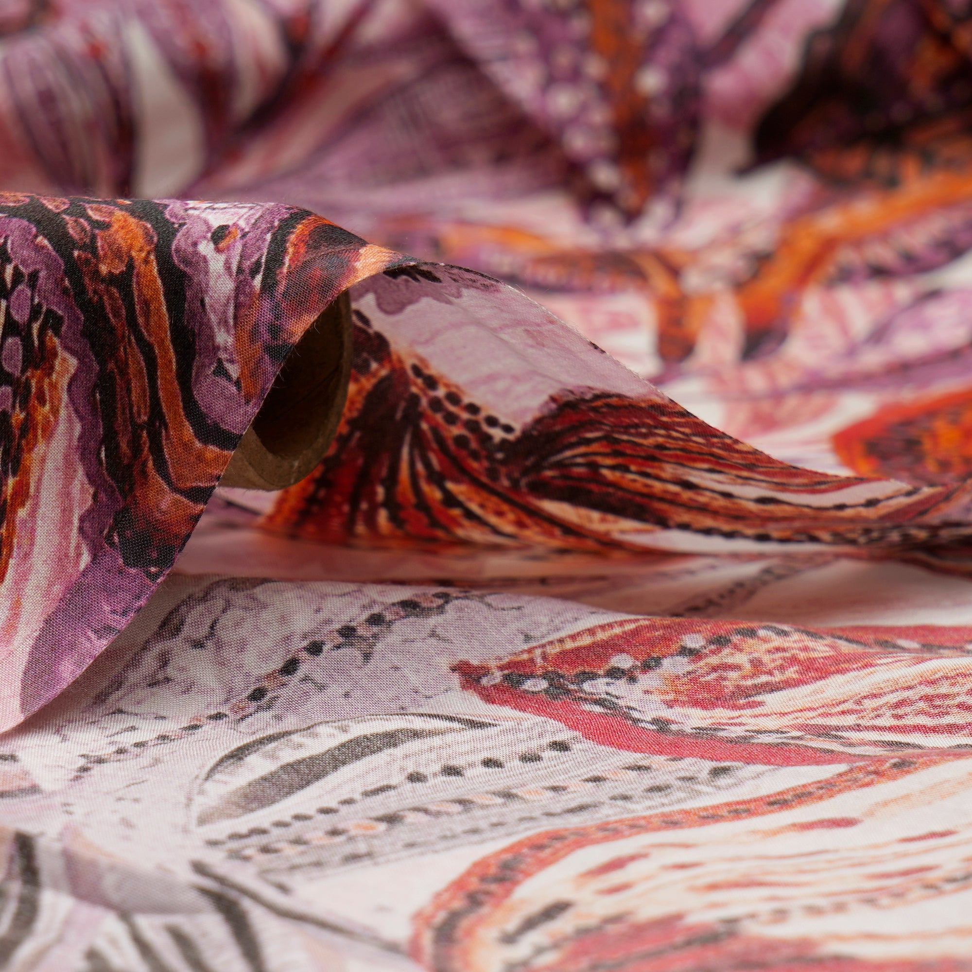 Multi Color Floral Pattern Digital Print Modal Satin Fabric