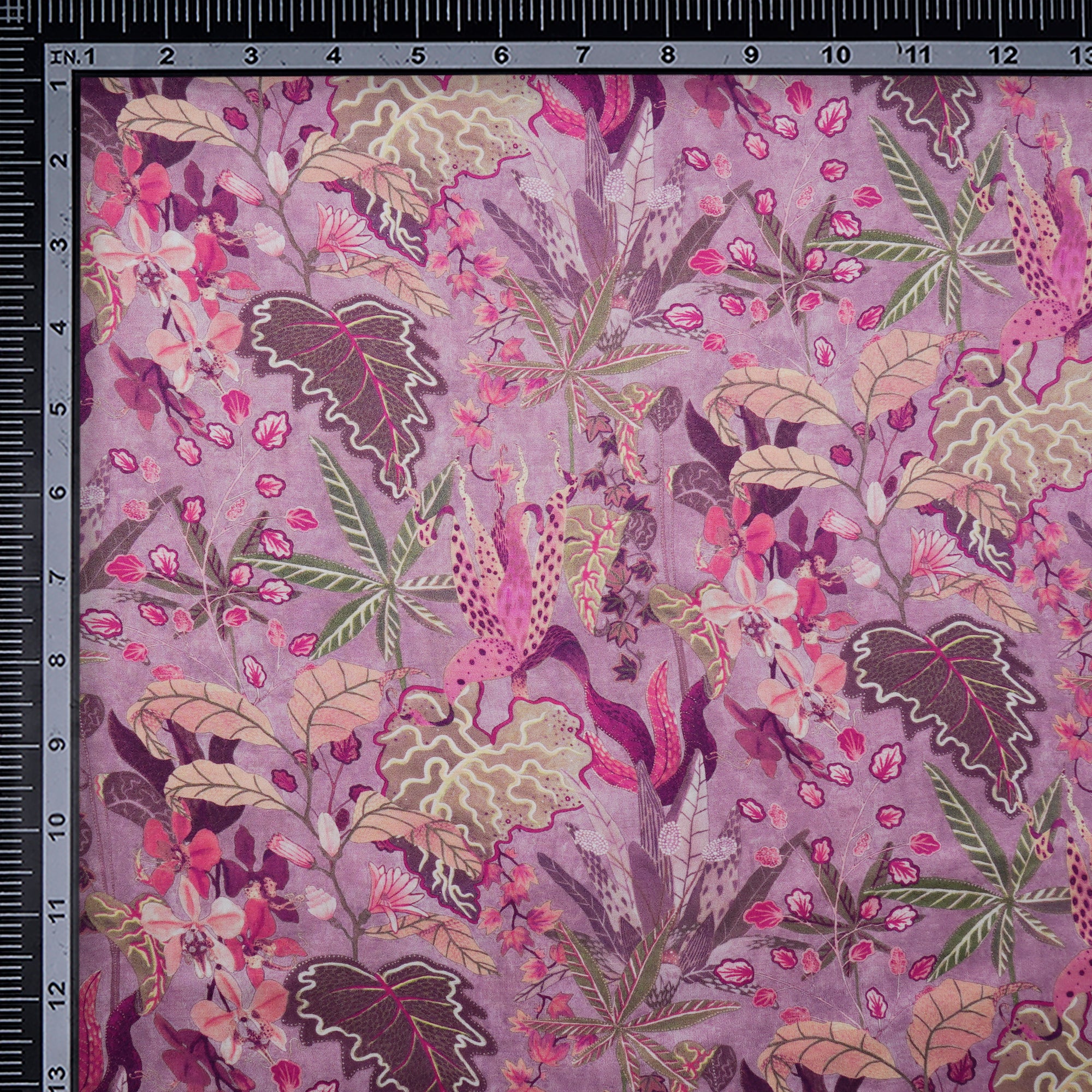 Lavender Floral Pattern Digital Print Modal Satin Fabric