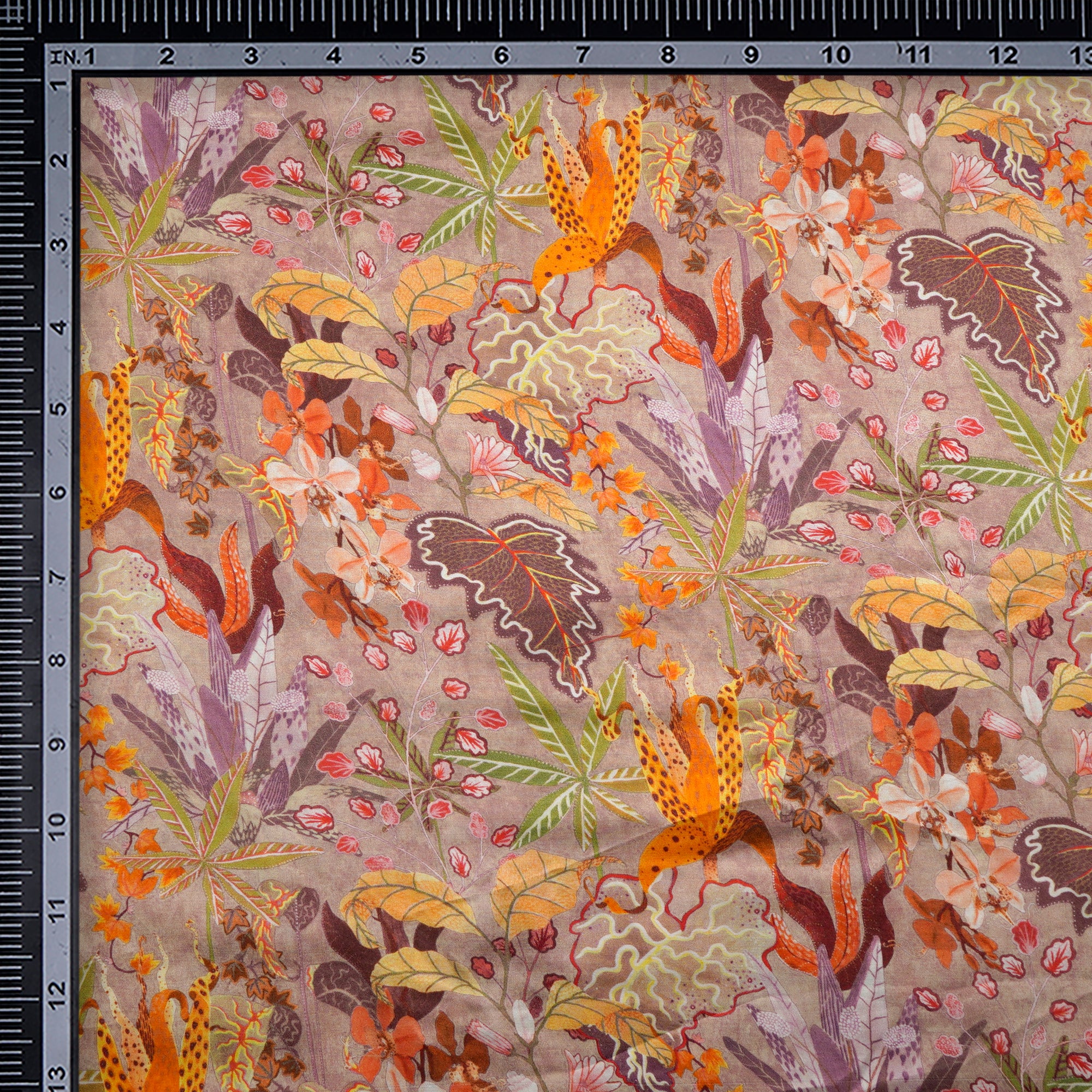 Multi Color Tropical Pattern Digital Print Modal Satin Fabric