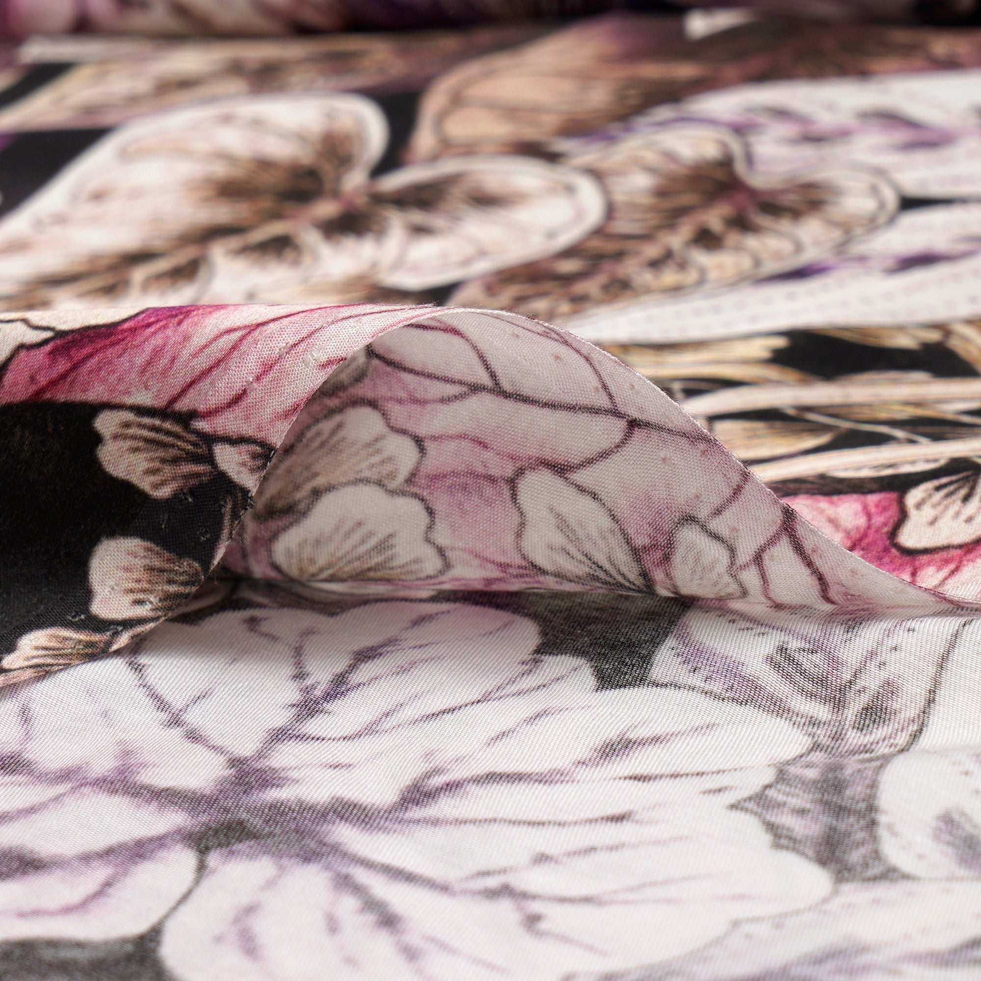 Multi Color Floral Pattern Digital Print Modal Satin Fabric