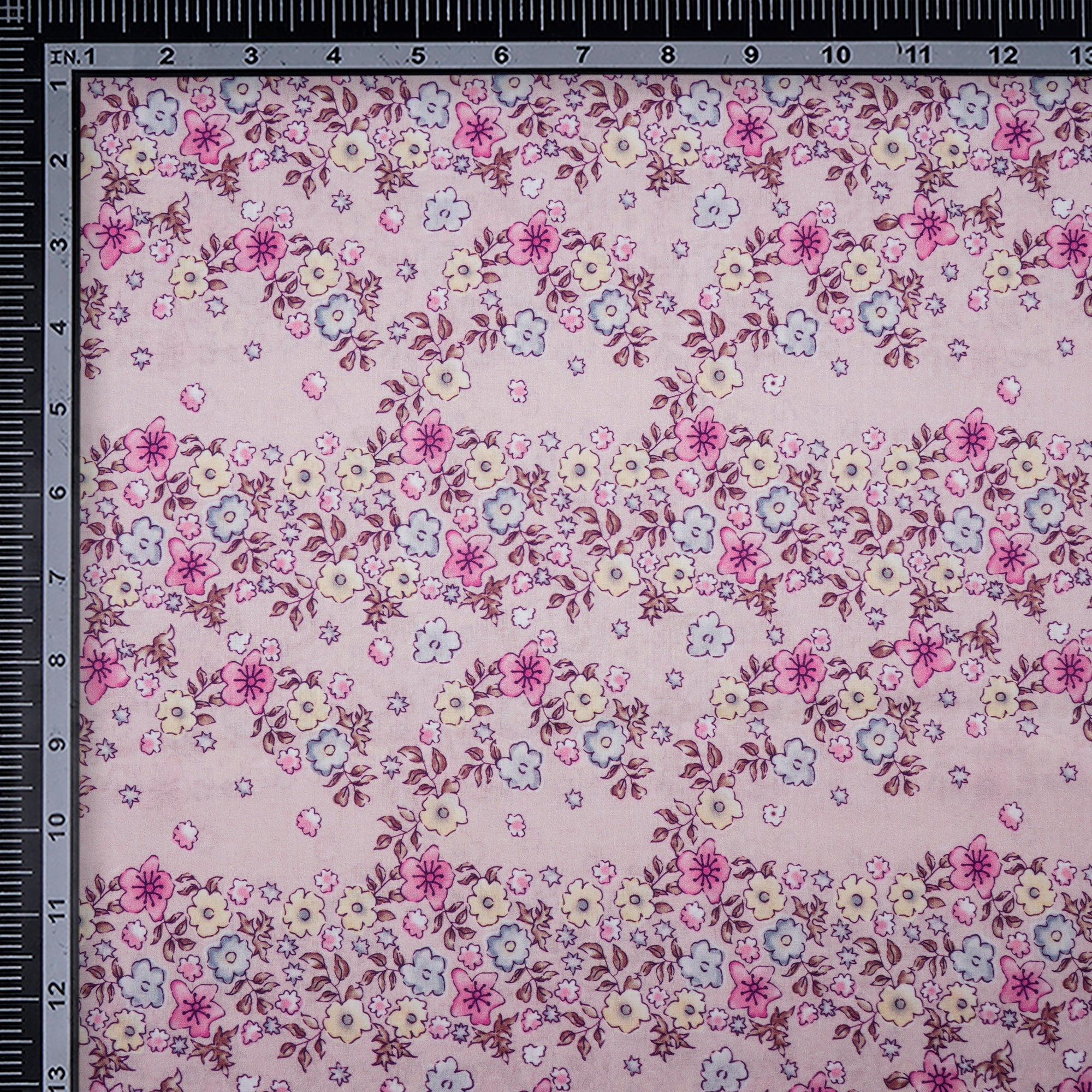 Baby Pink Floral Pattern Digital Print Cambric Fabric