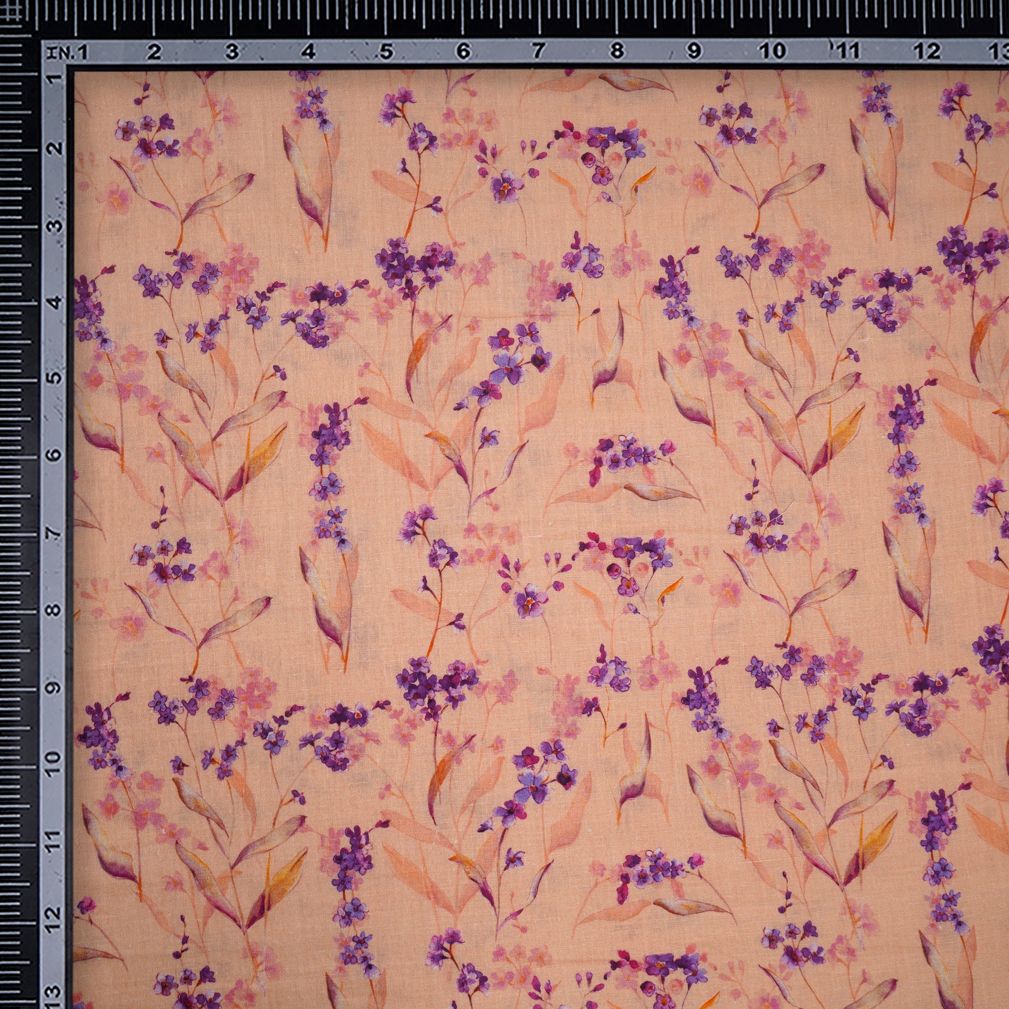 Caramel Cream Floral Pattern Digital Print Handwoven Muslin Cotton Fabric