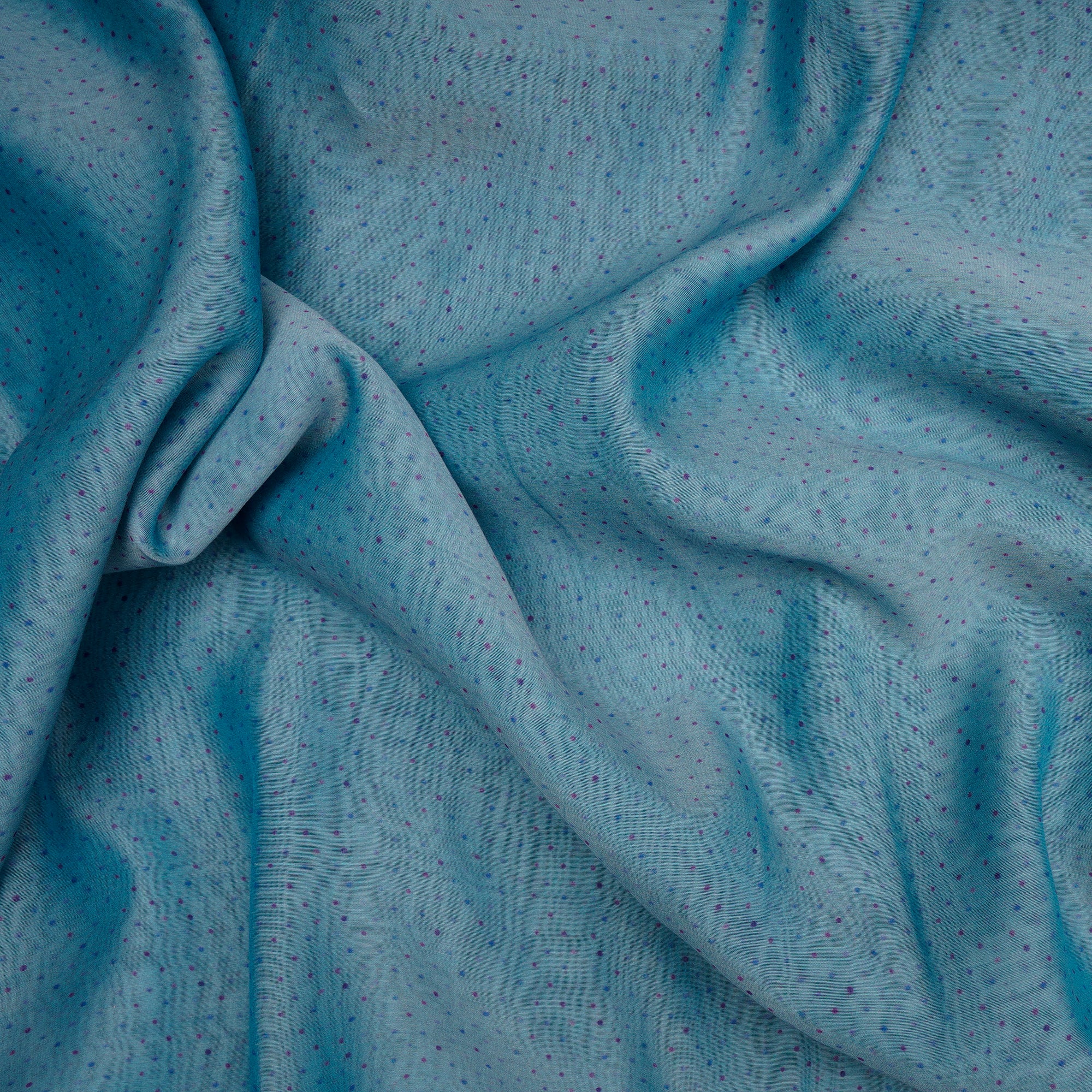 Starlight Blue All Over Pattern Digital Print Chanderi Fabric