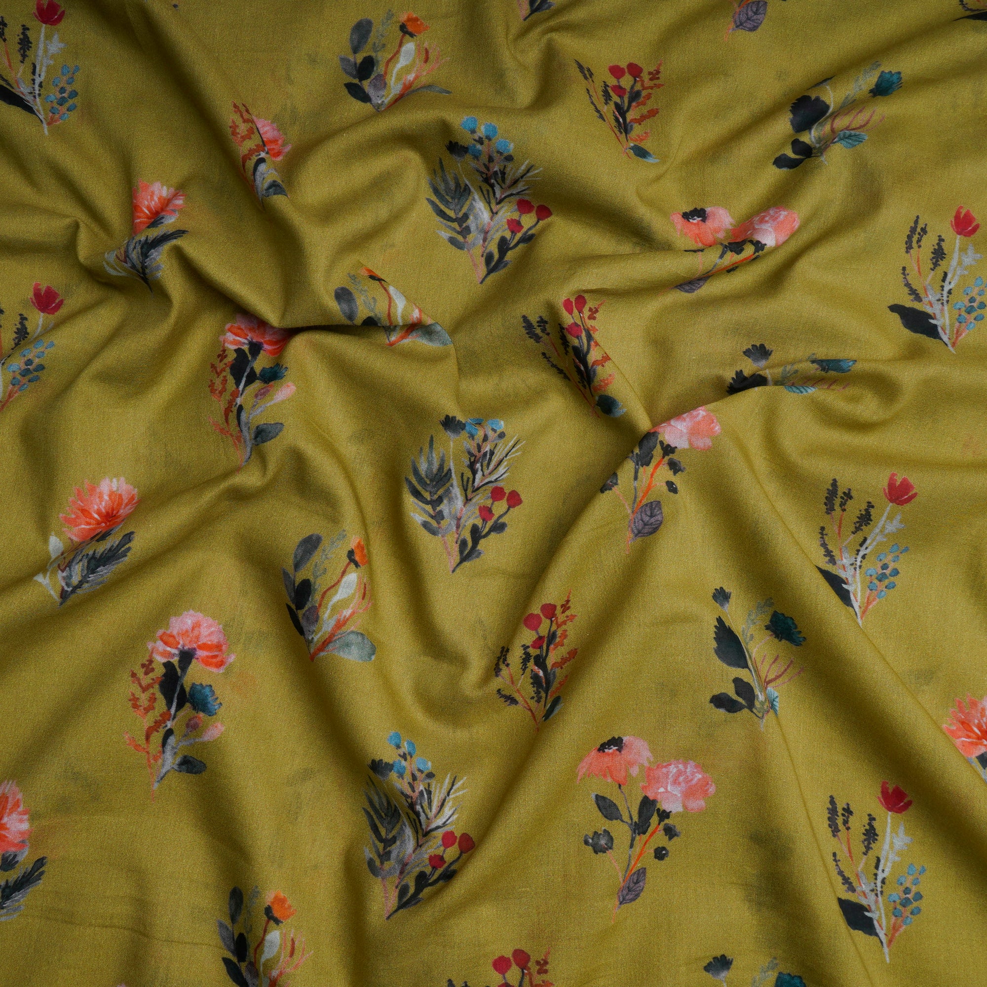Oasis Floral Pattern Digital Print Voile Cotton Fabric