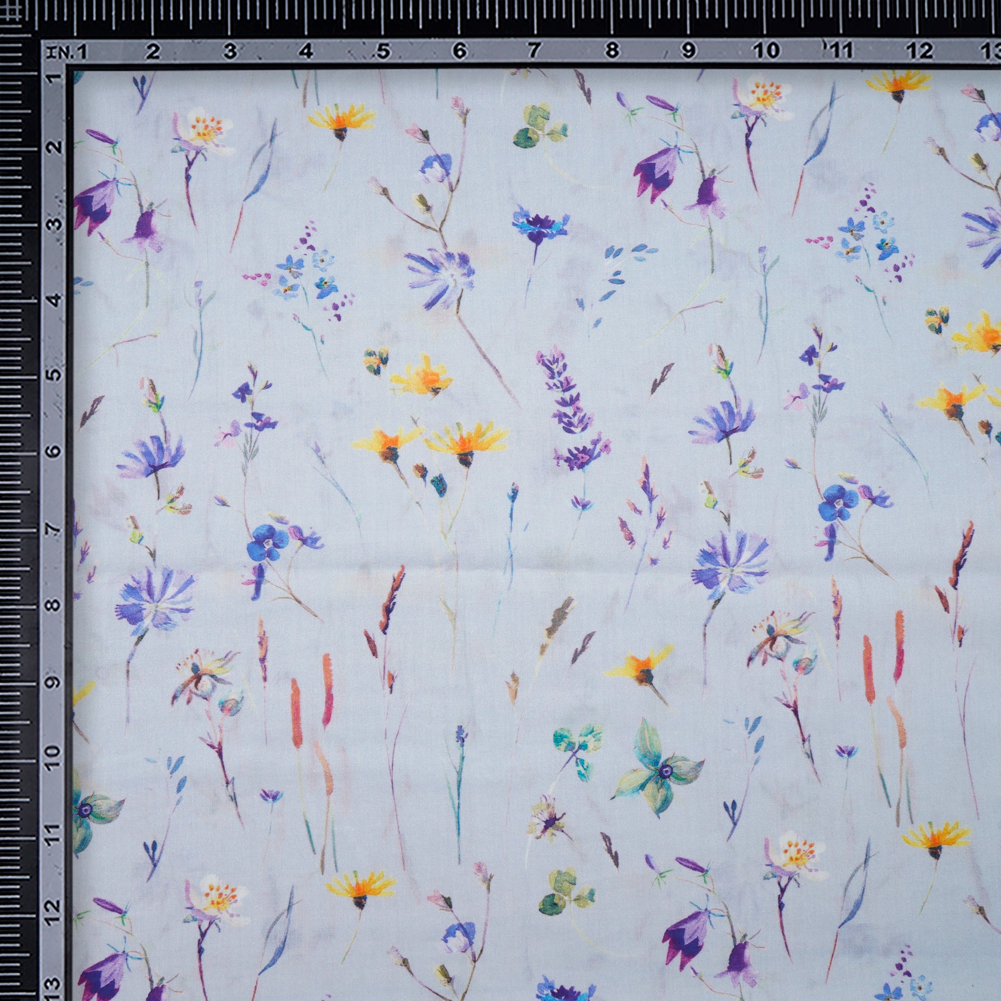 Ice Wash Floral Pattern Digital Print Cambric Fabric