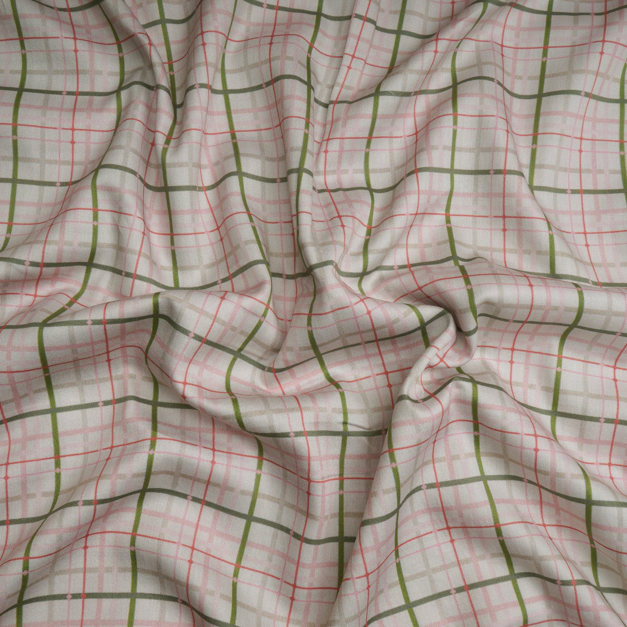 Icicle Check Pattern Digital Print Cotton Satin Fabric