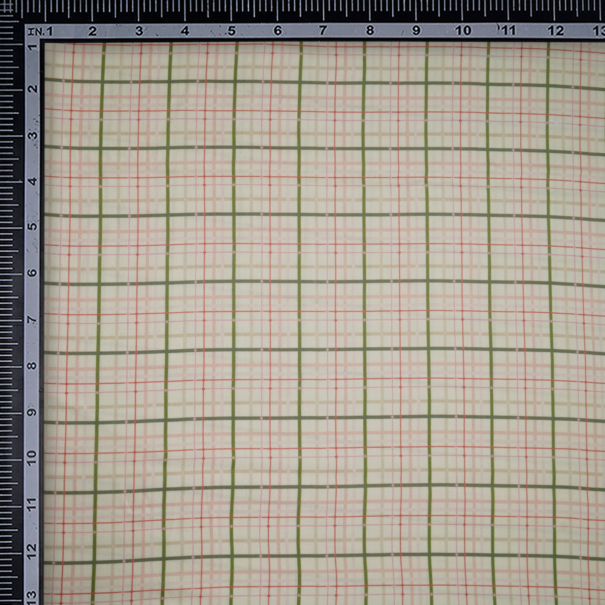 Sylvan Green Check Pattern Digital Print Cotton Satin Fabric