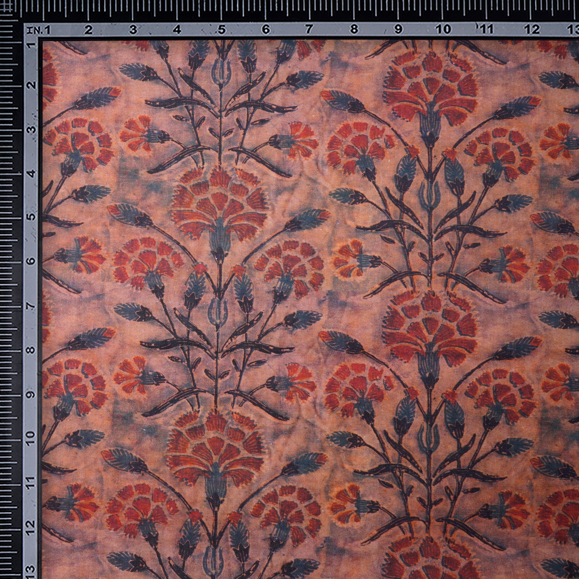 Multi Color Ajrakh Pattern Digital Print Fancy Linen Fabric