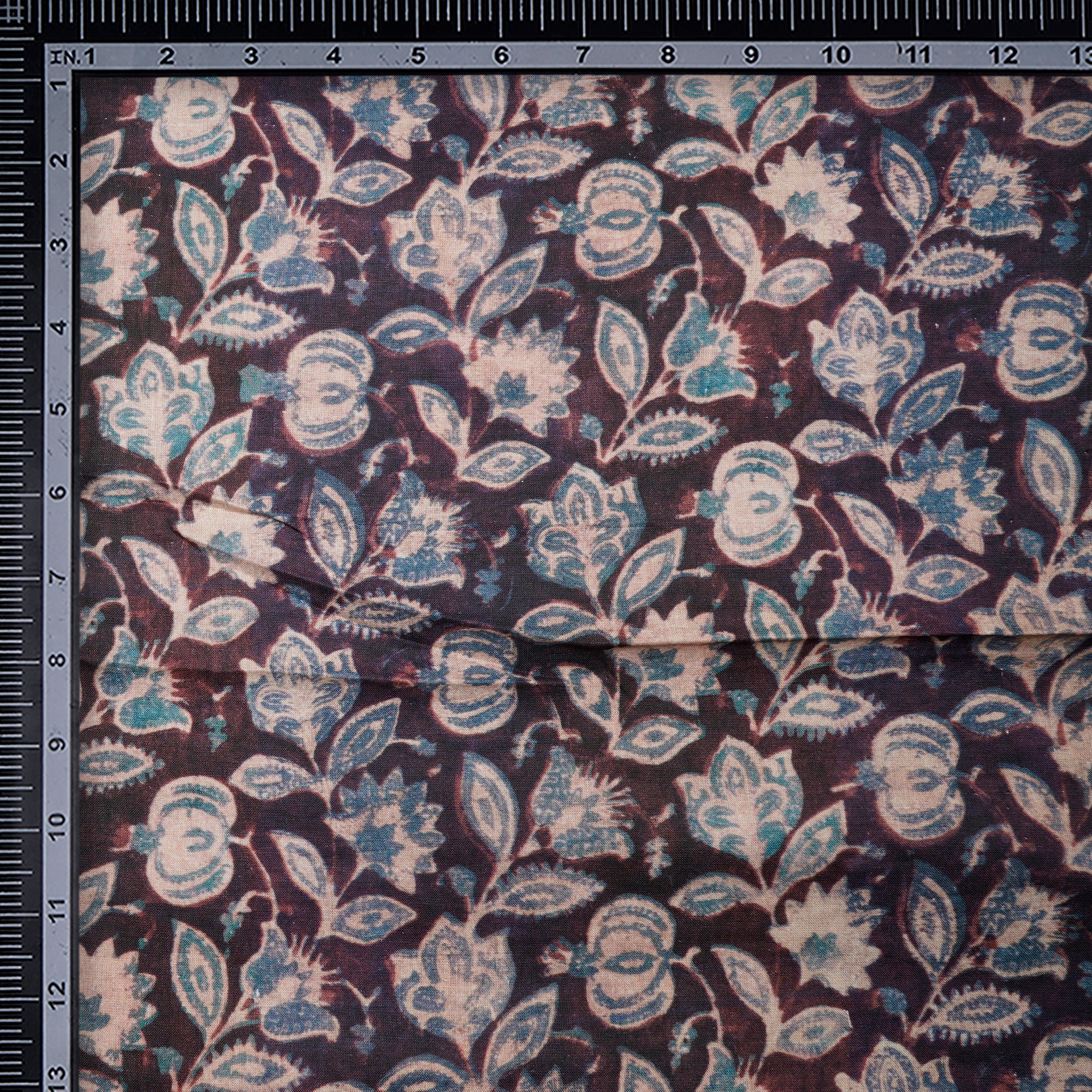 Purple Floral Pattern Digital Print Pure Linen Fabric
