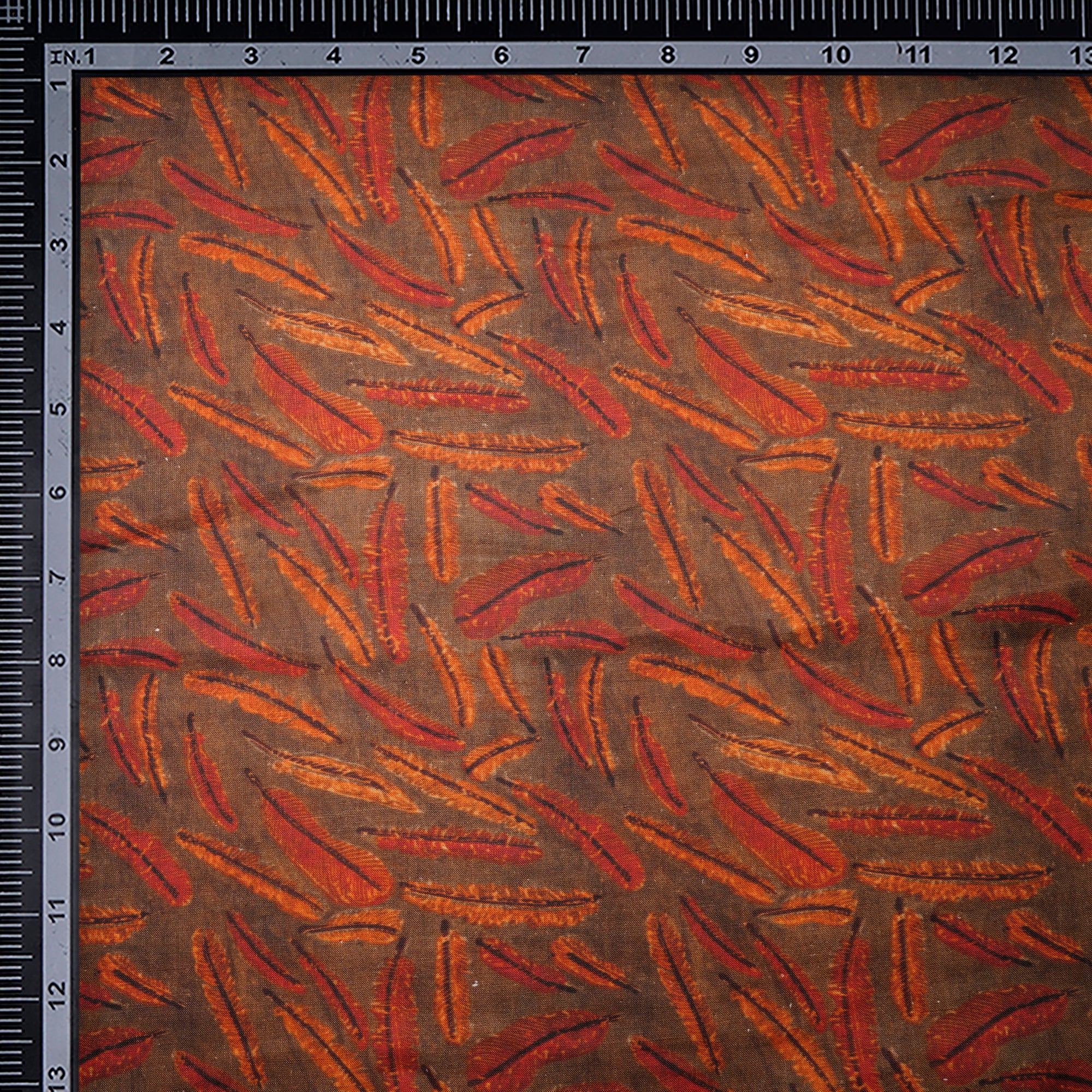 Multi Color Leaf Pattern Digital Print Linen Fabric