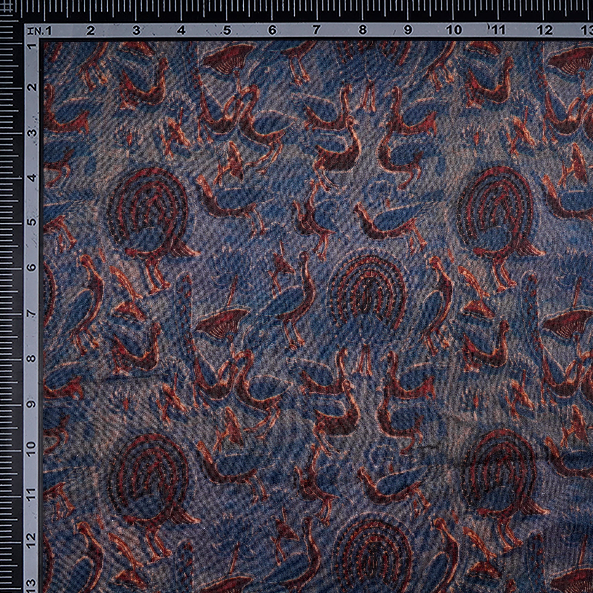 Multi Color Ajrakh Pattern Digital Print Fancy Linen Fabric
