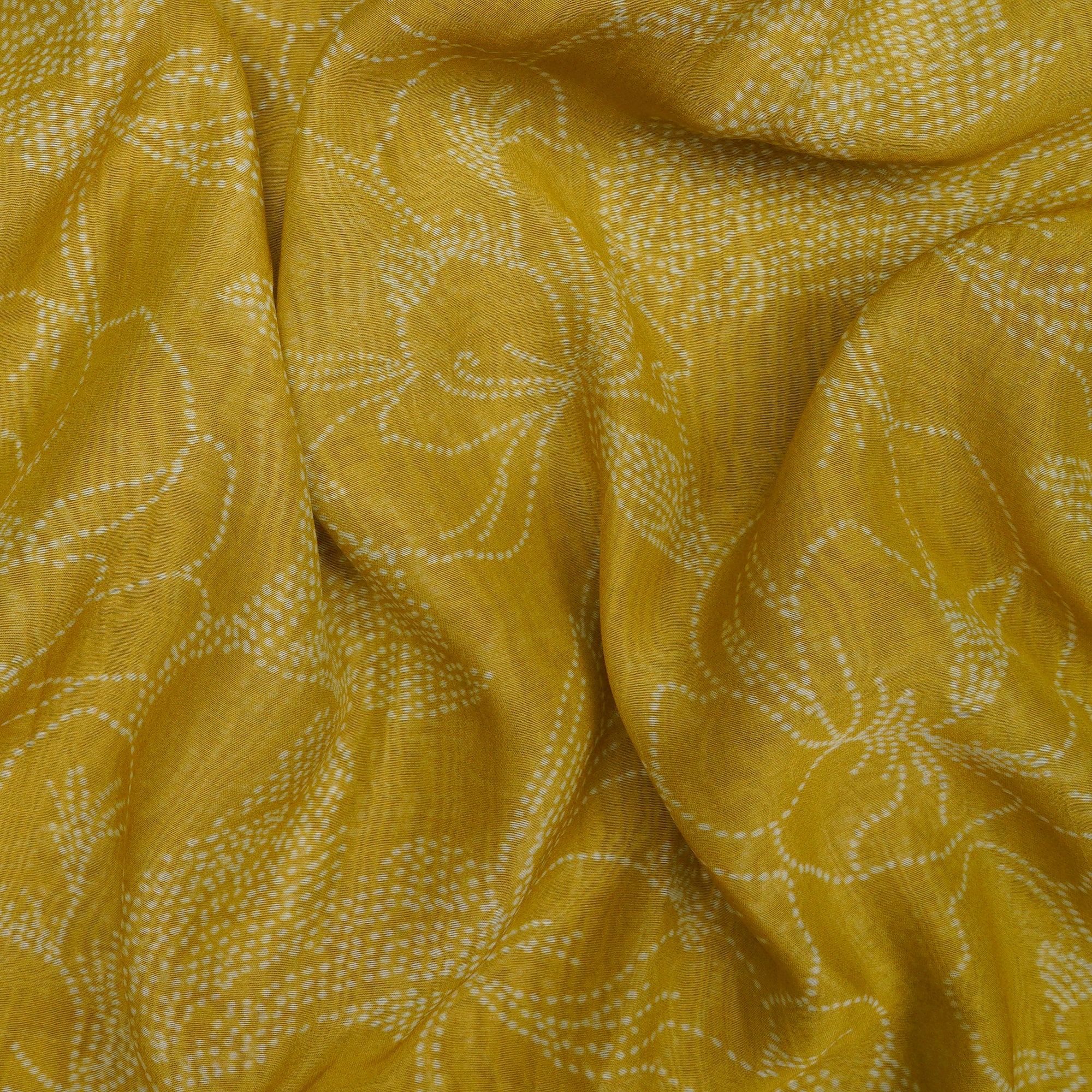 Yellow Floral Pattern Digital Print Fine Fine Chanderi Fabric