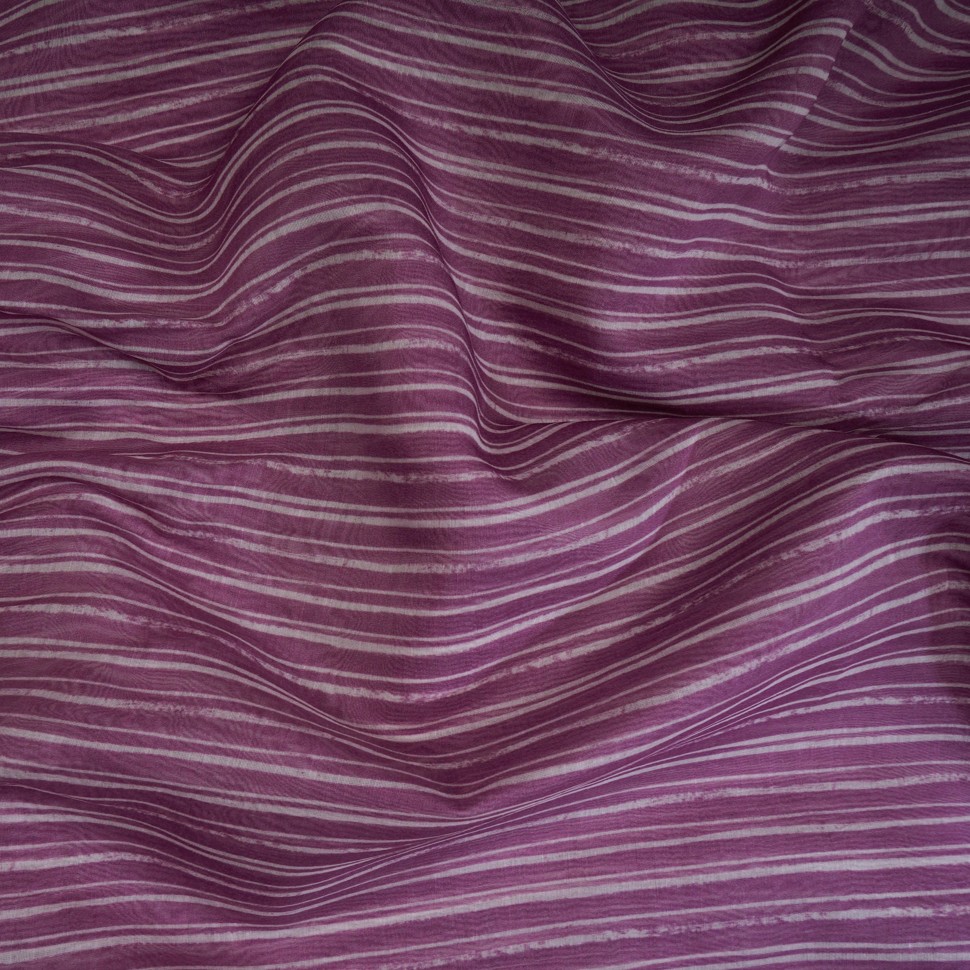 Purple Striped Pattern Digital Print Chanderi Fabric