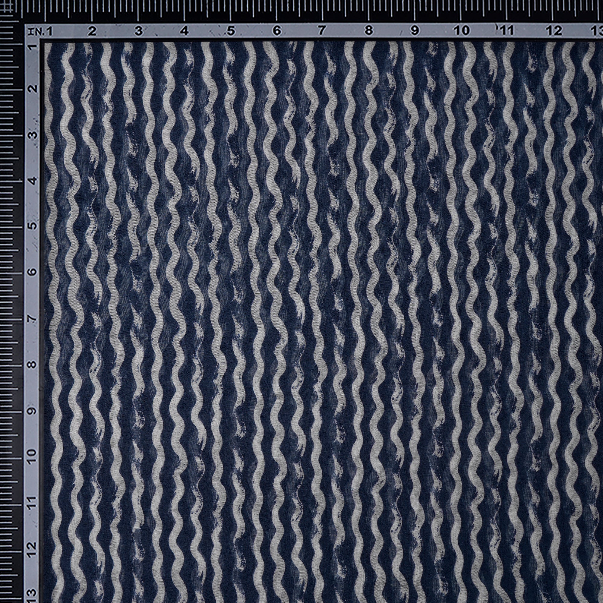 Oceana-White Stripe Pattern Digital Print Fine Chanderi Fabric