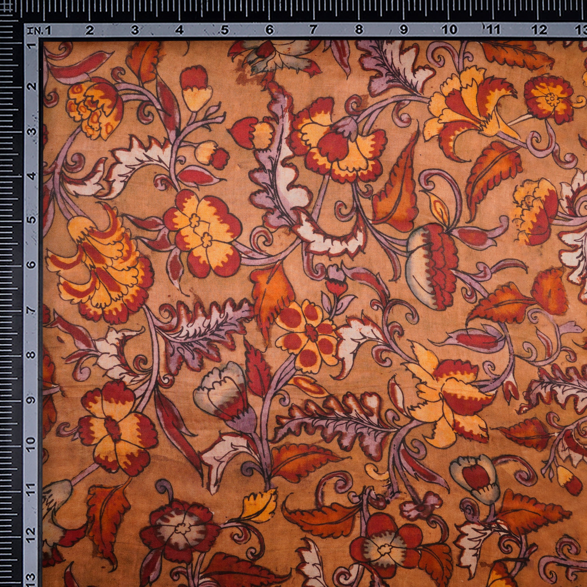 Light Brown Floral Pattern Digital Print Modal Satin Fabric