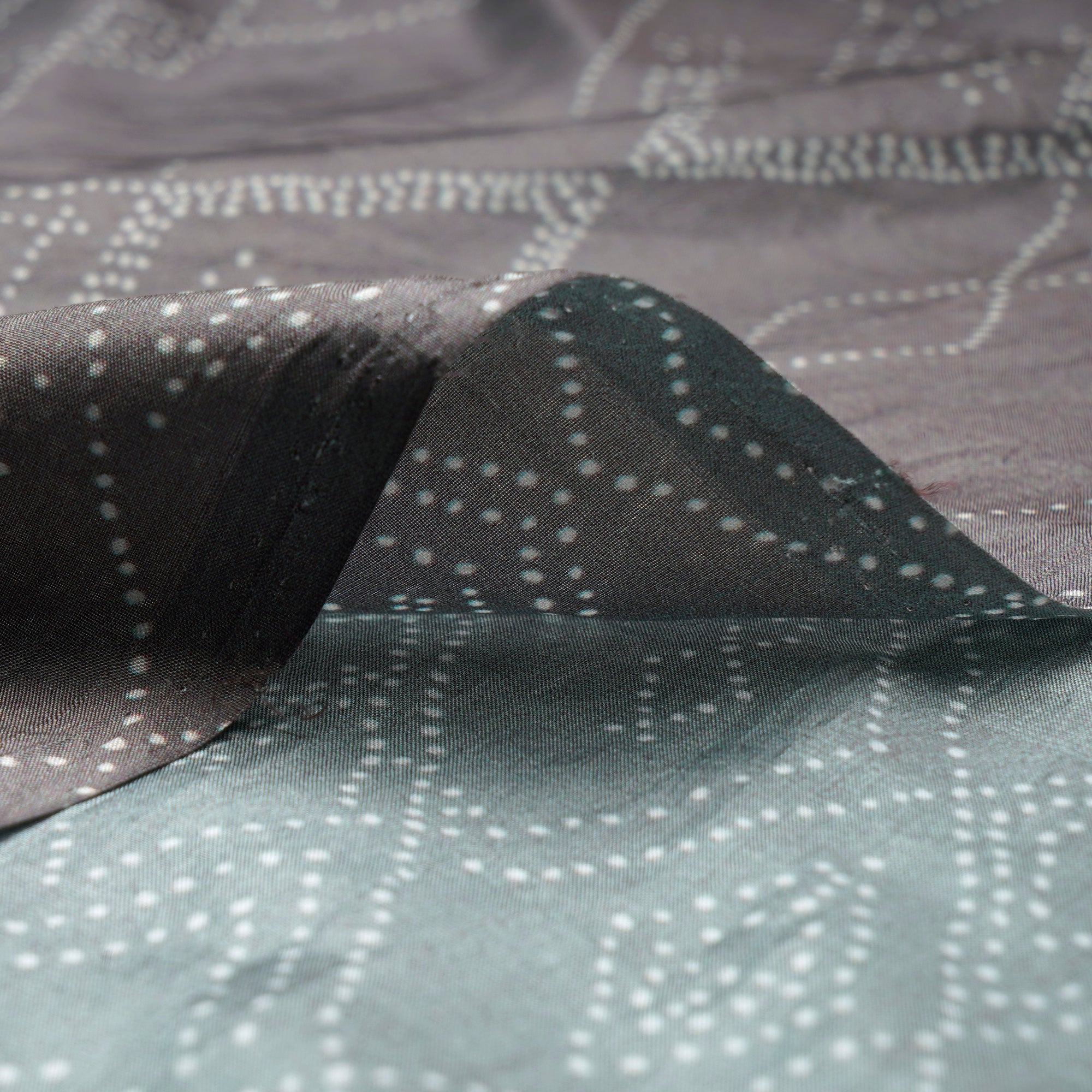 Grey Geometric Pattern Digital Printed Mulbury Silk Fabric