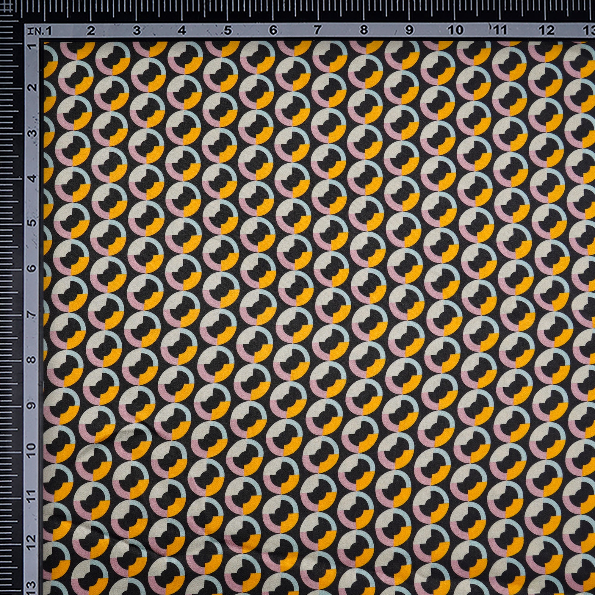 Multi Color Geometric Pattern Digital Print Modal Satin Fabric