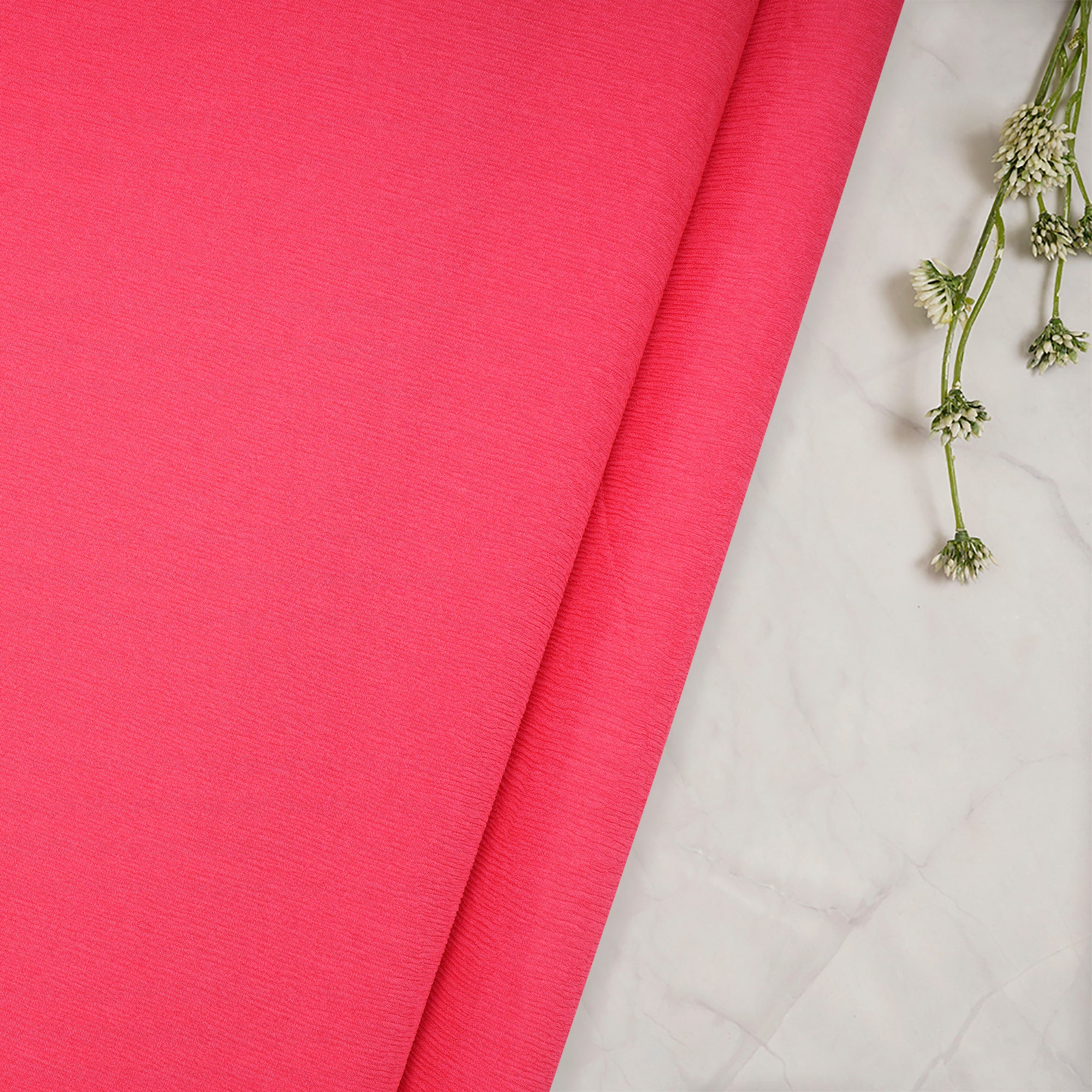 Rose Red Color Chiffon Silk Fabric
