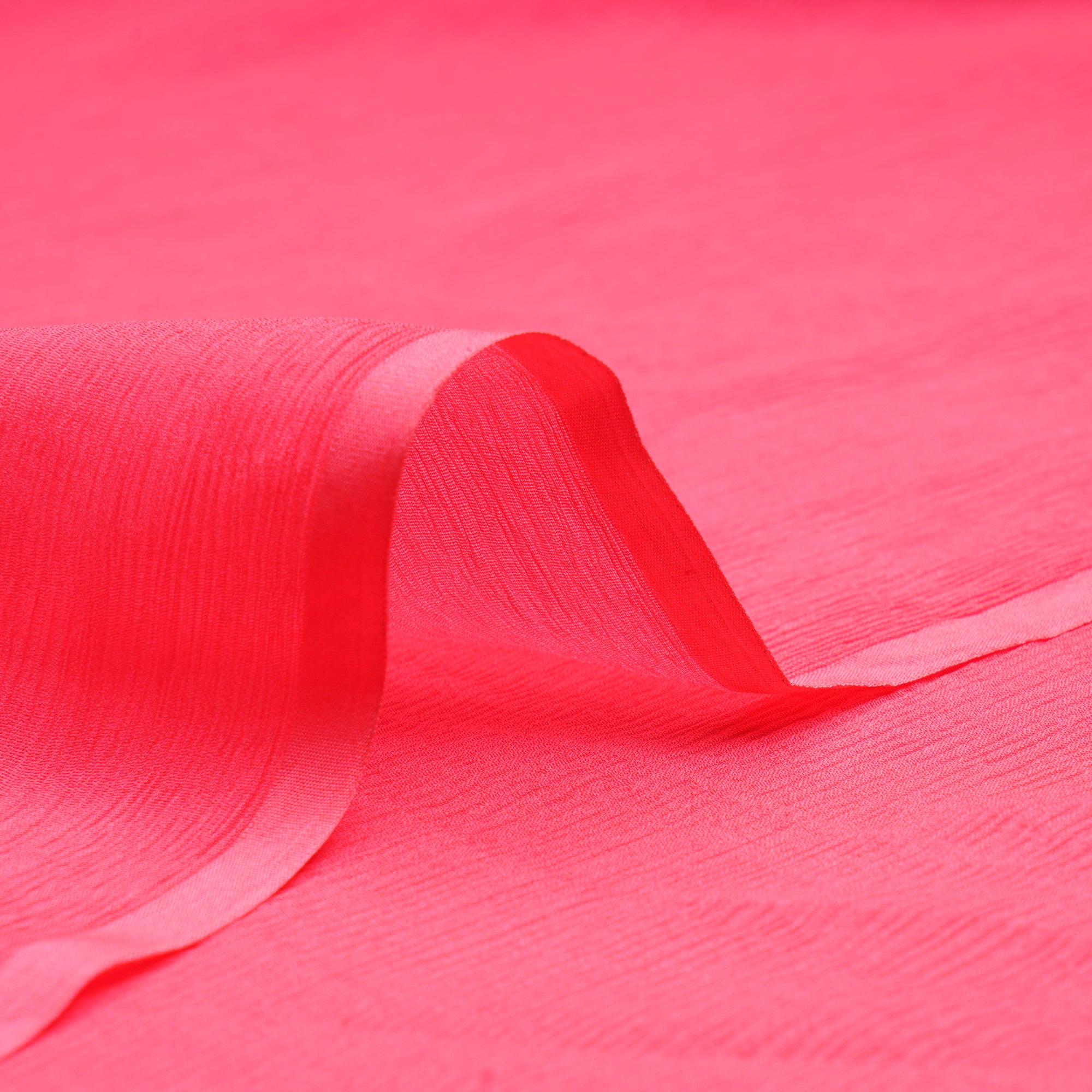Rose Red Color Chiffon Silk Fabric