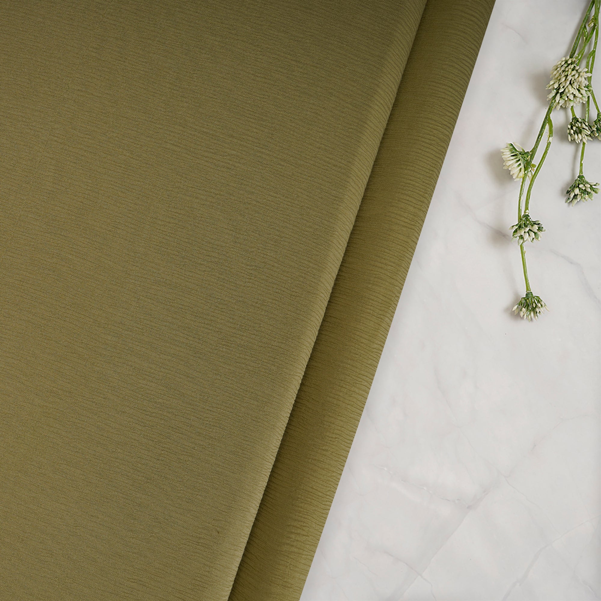 Olive Green Color Chiffon Silk Fabric