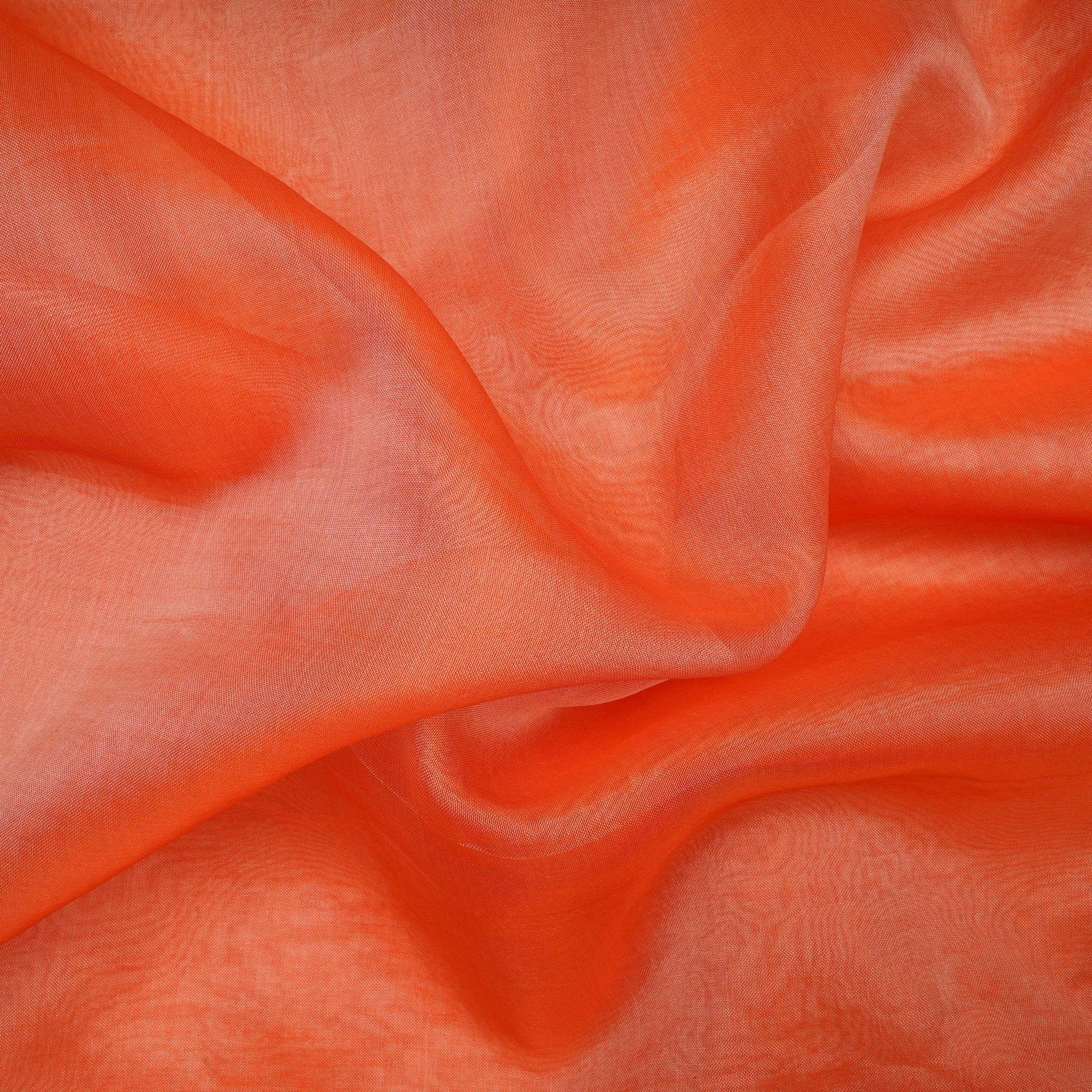 Mahogany Orange Color Pure Organza silk Fabric with Zari Boarde