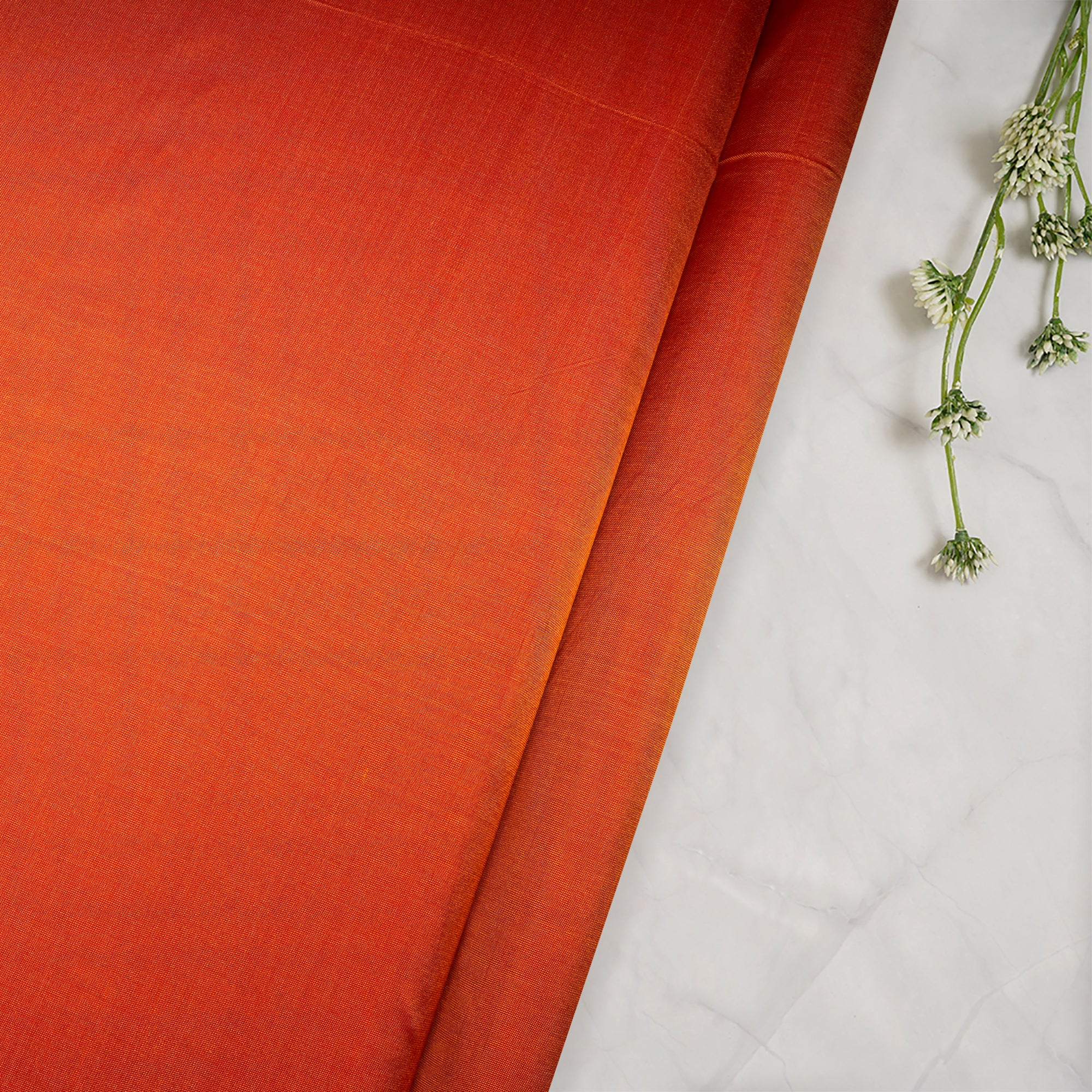 Orange Pepper Dyed Pure Bangalore Silk Fabric