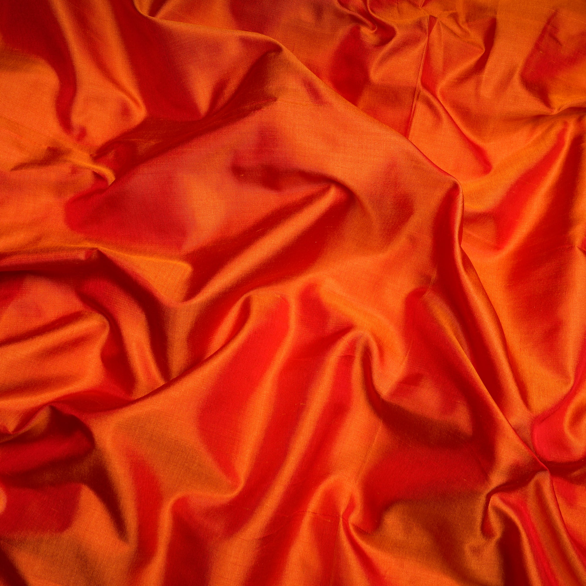 Orange Pepper Dyed Pure Bangalore Silk Fabric