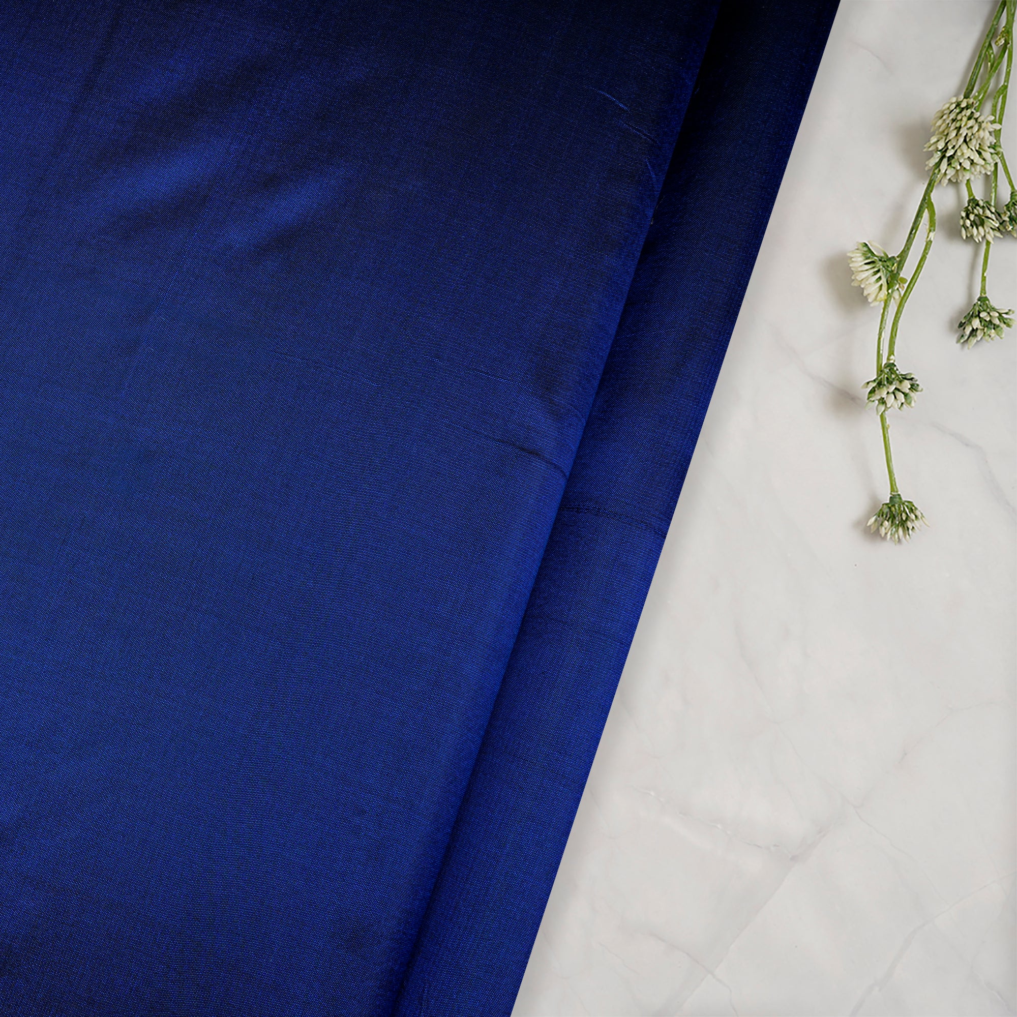 Navy Blue Yarn Dyed Pure Bangalore Silk Fabric