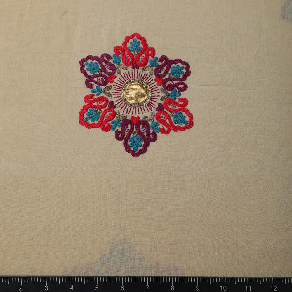 Beige-Pink Color Embroidered Cotton Voile Fabric