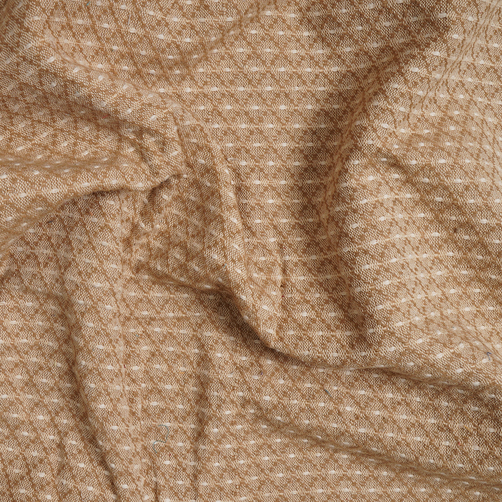 Beige Color Handwoven Cotton Jacquard Fabric