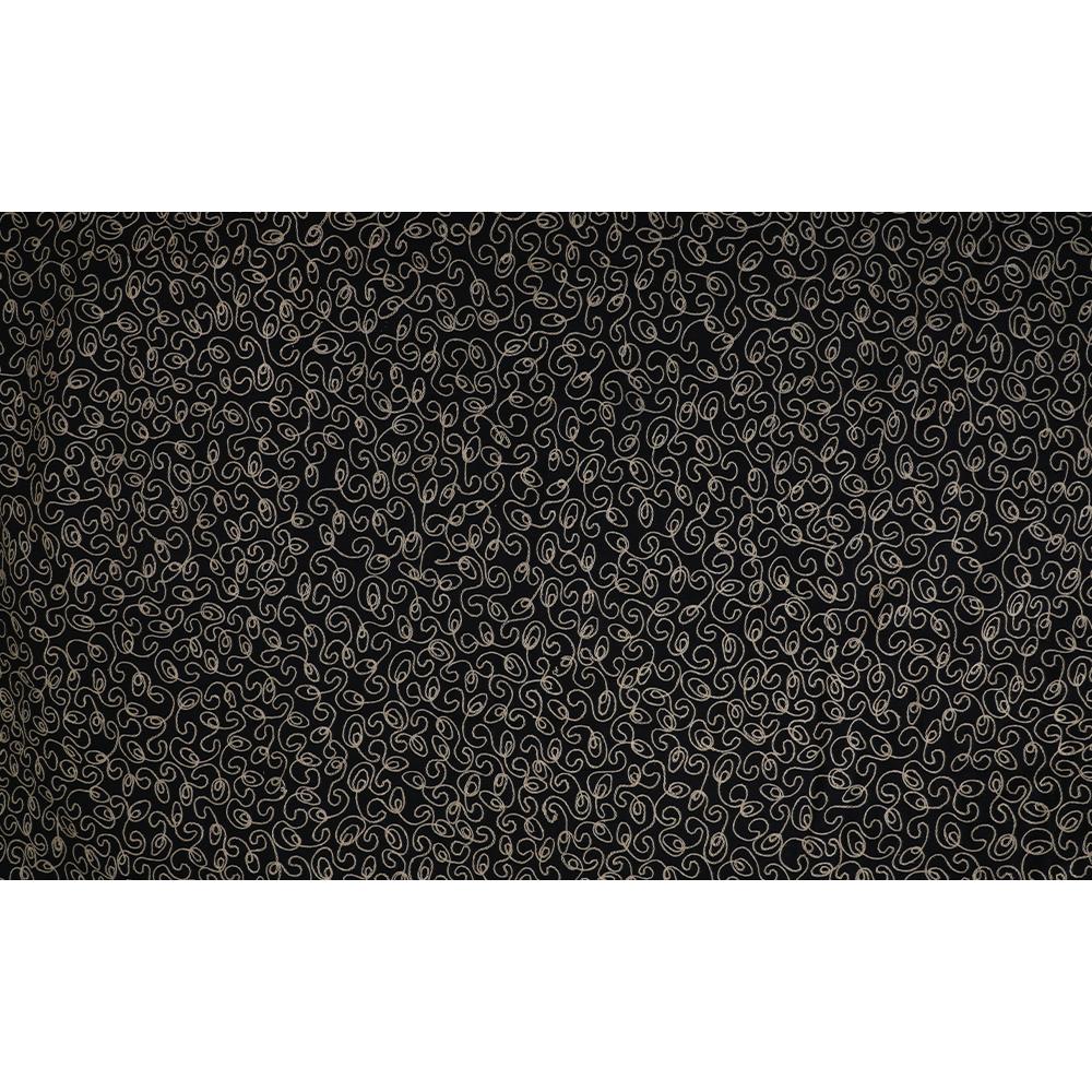 Black Color Embroidered Linen Fabric