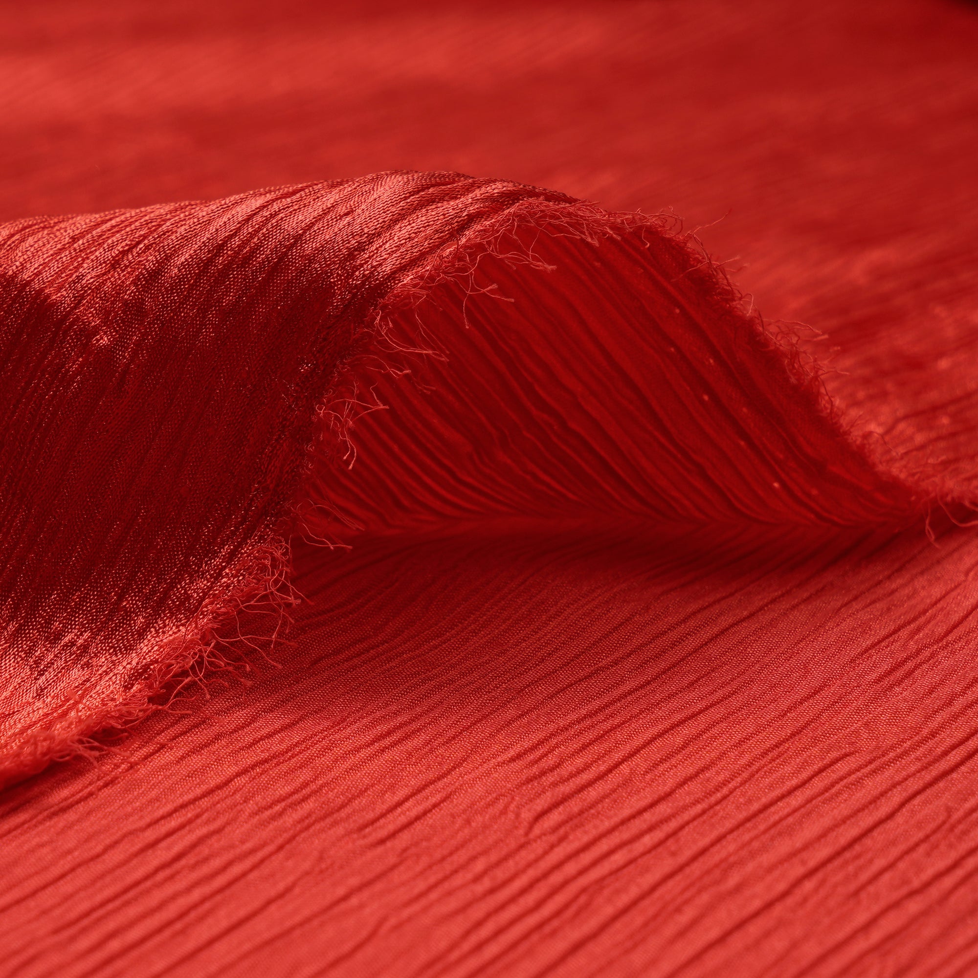 Red Imported Crinkled Satin Fabric (60" Wide)