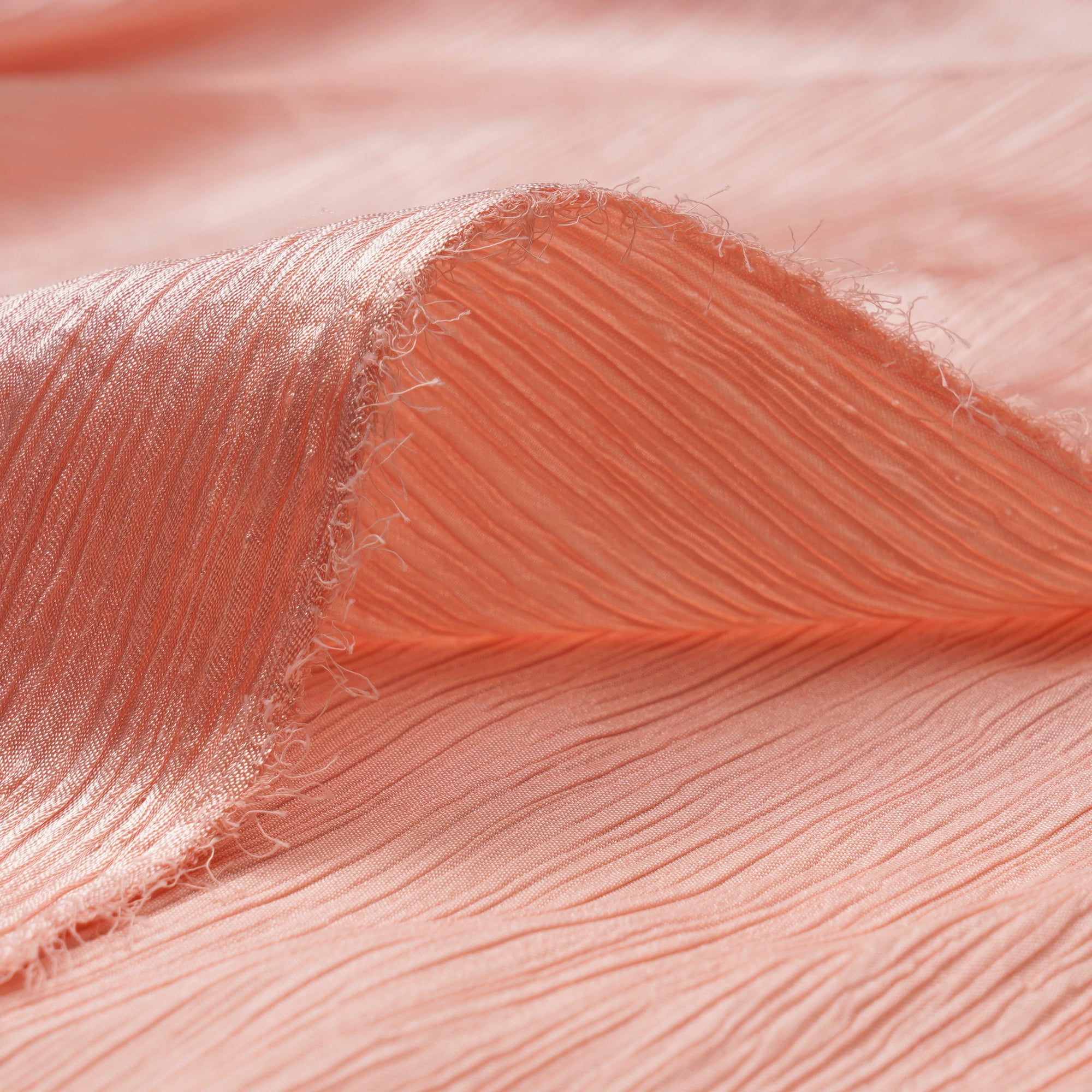 Peach Imported Crinkled Satin Fabric (60" Wide)