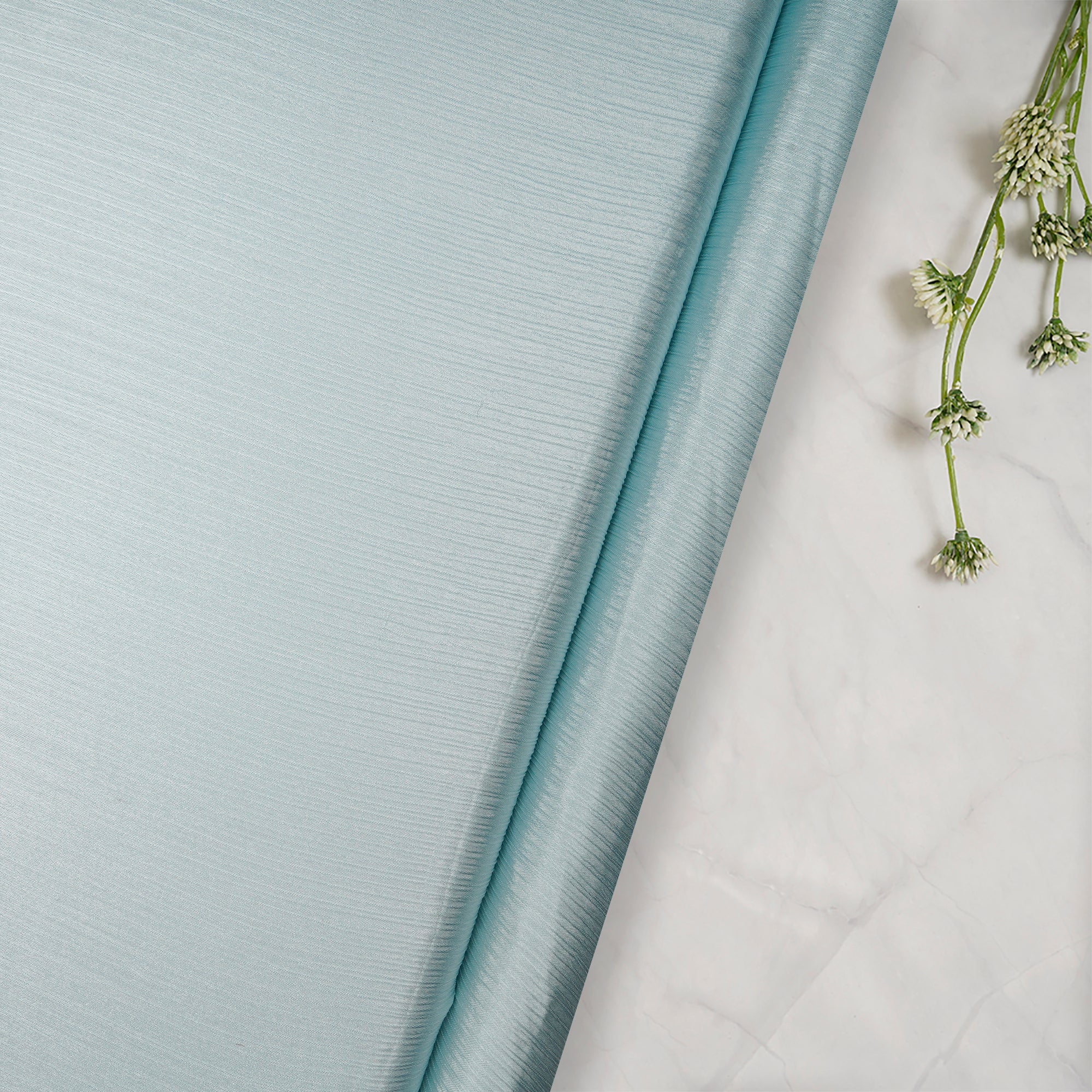 Pastel Blue Imported Crinkled Satin Fabric (60" Wide)