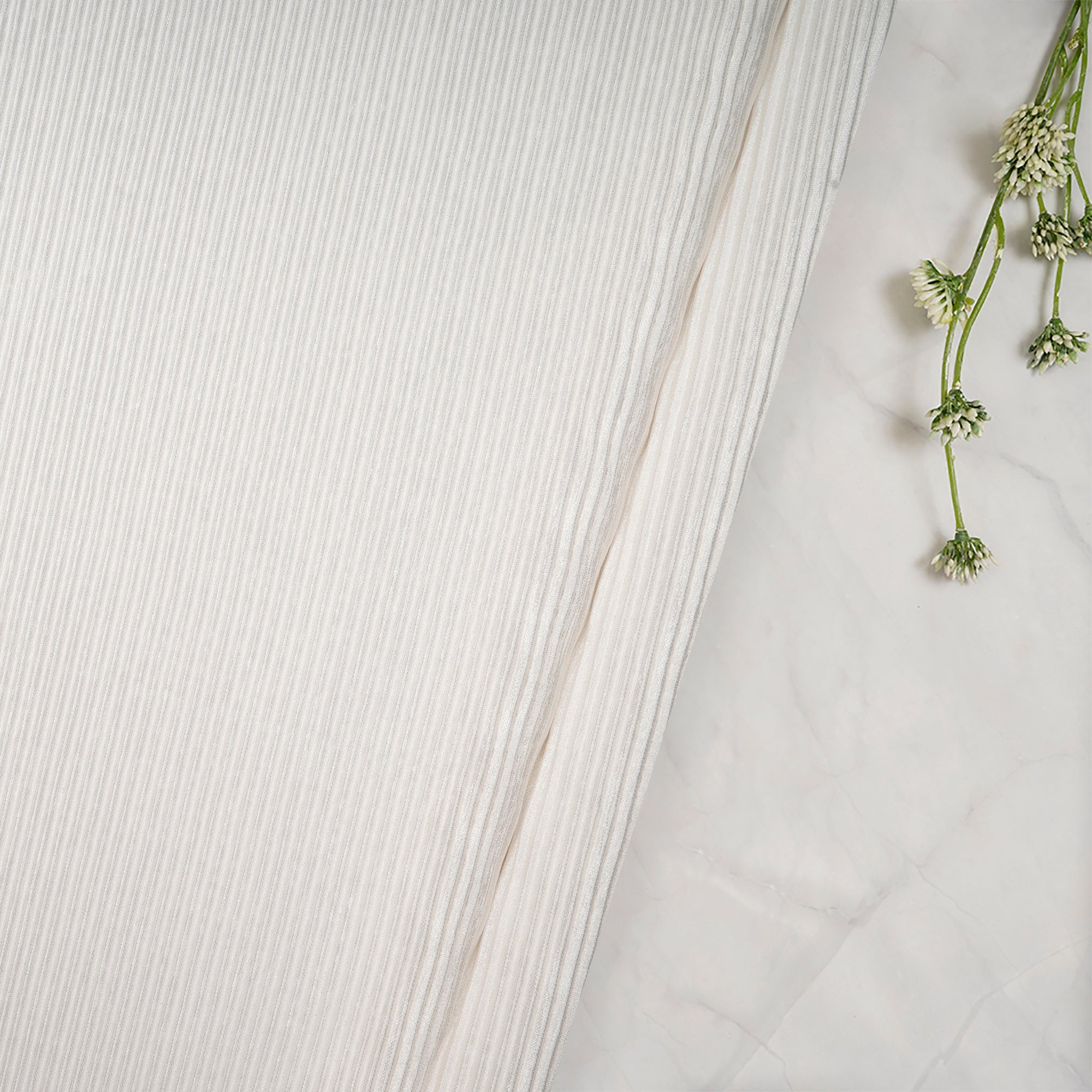 White Imported Pleated Satin Fabric (60" Width)