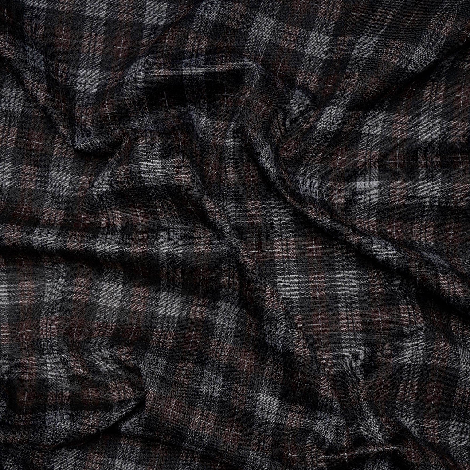 Blach-Brown Check Pattern Premium Men's Collection Printed Stretch Roma Fabric (60" Width)