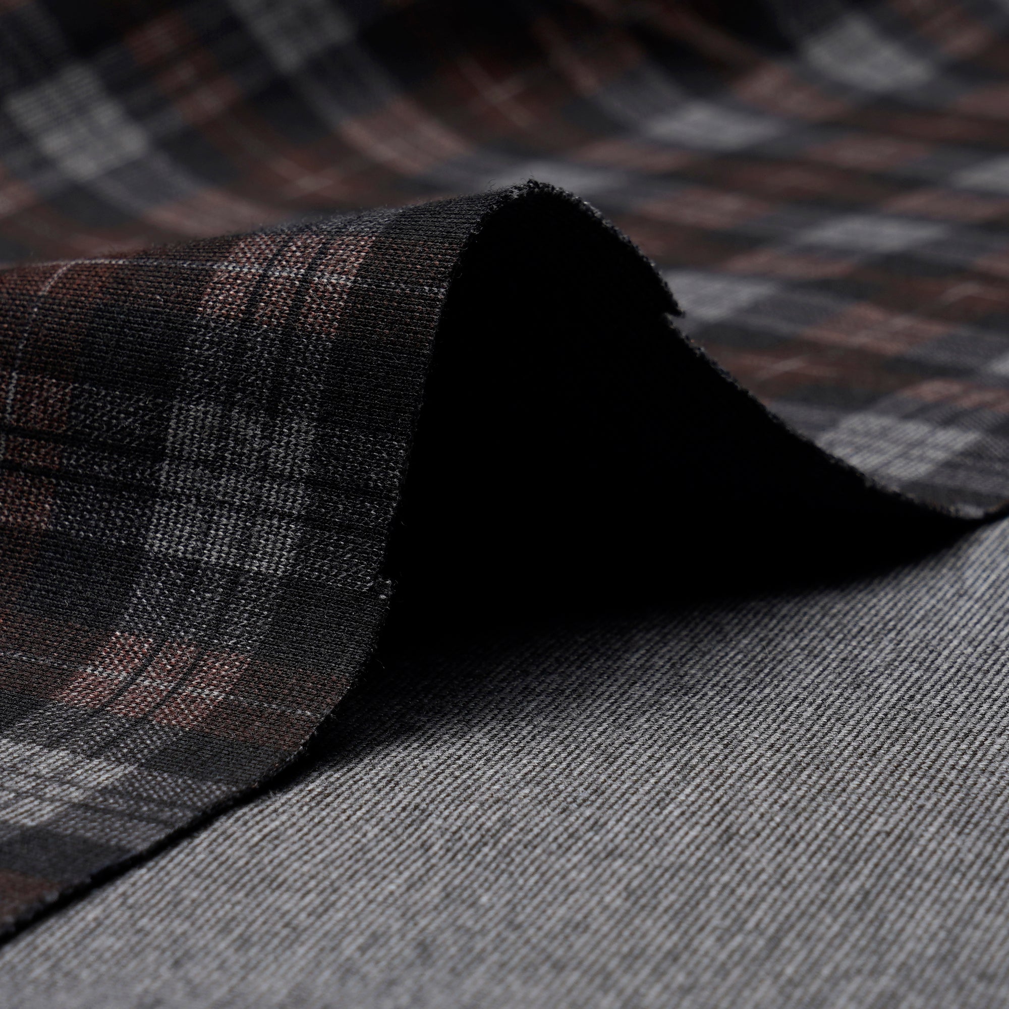 Blach-Brown Check Pattern Premium Men's Collection Printed Stretch Roma Fabric (60" Width)