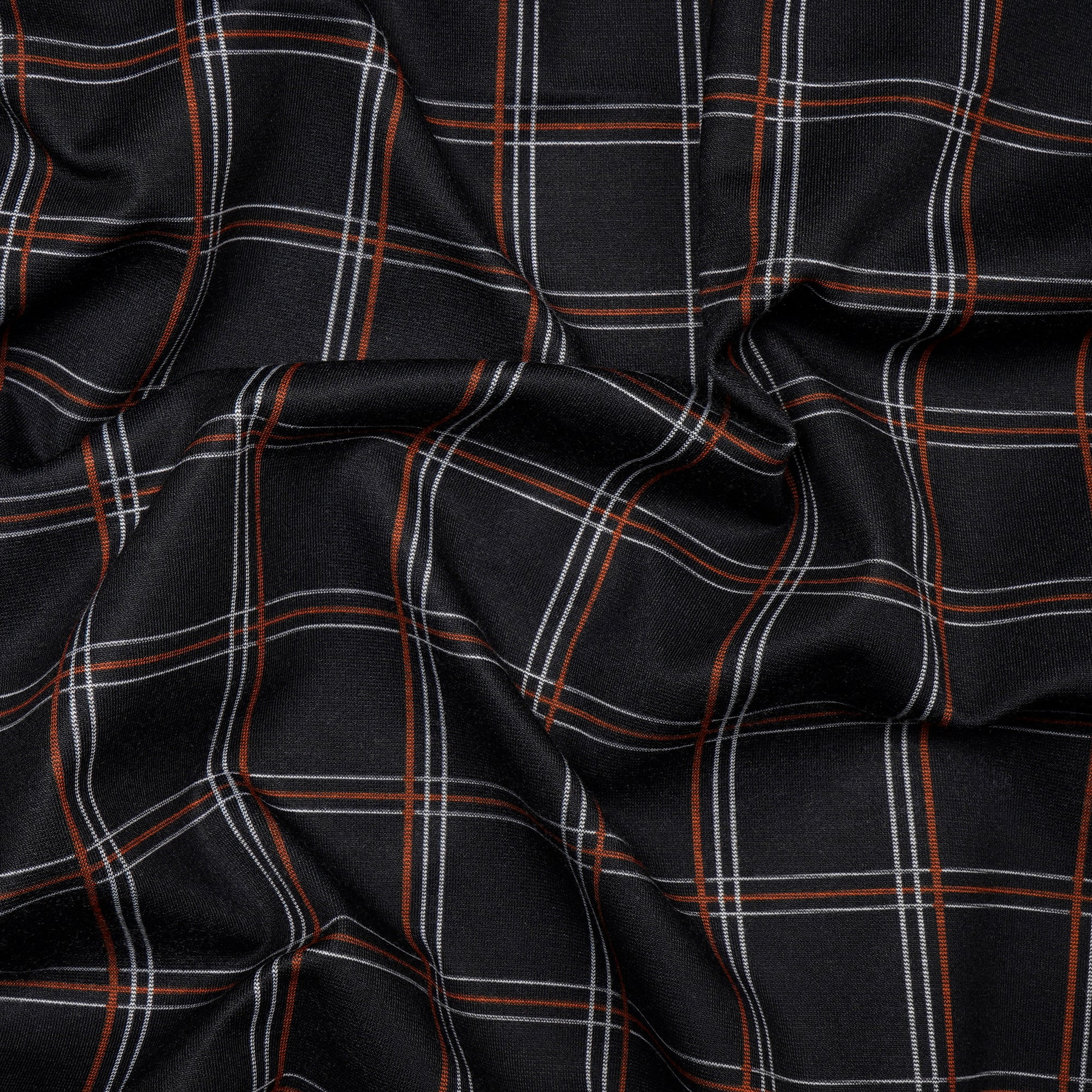 Black Check Pattern Premium Men's Collection Printed Stretch Roma Fabric (60" Width)